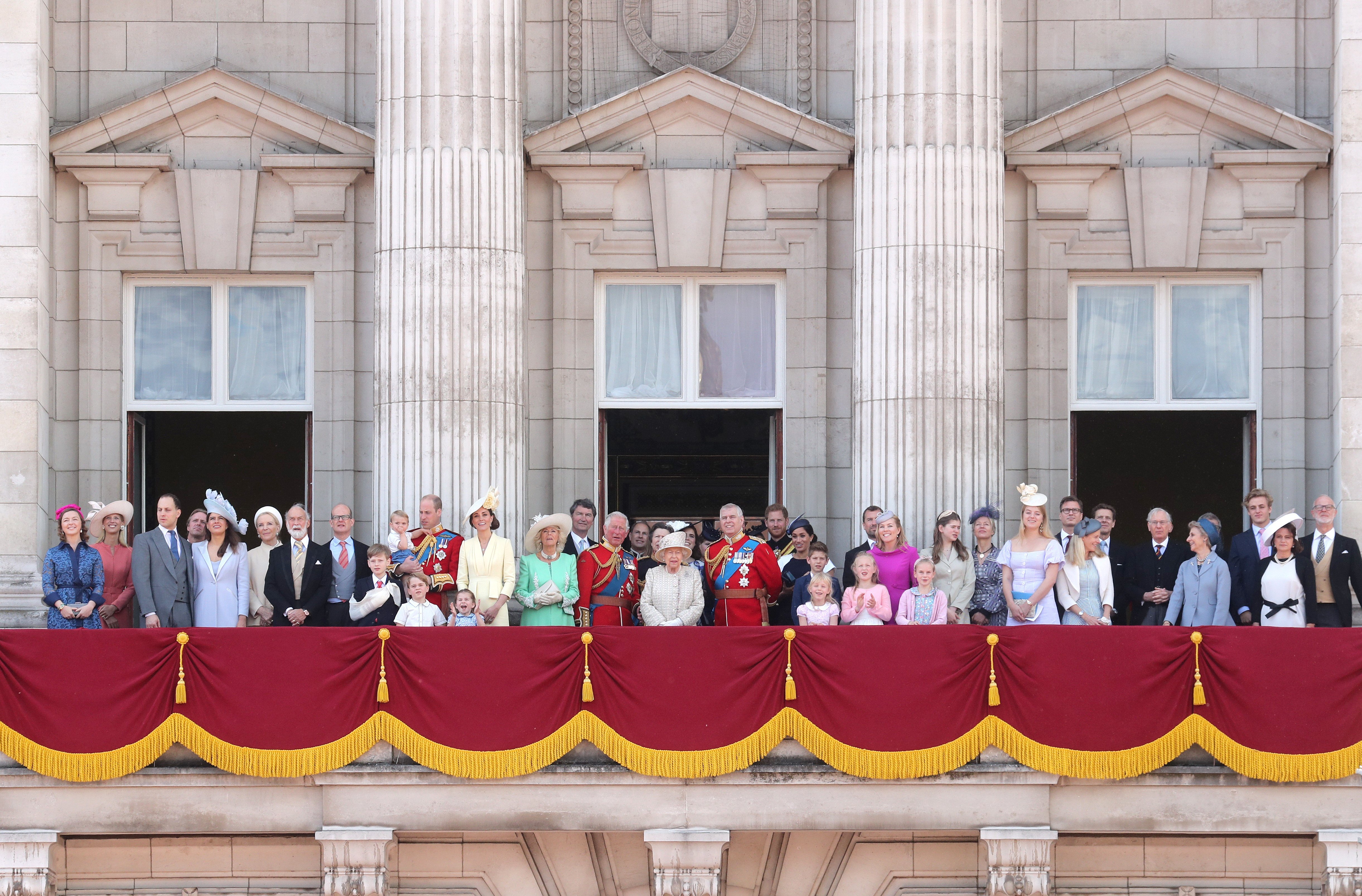 The Royal Family on the balcony of Buckingham Palace during the Queen's annual birthday parade | Getty Images