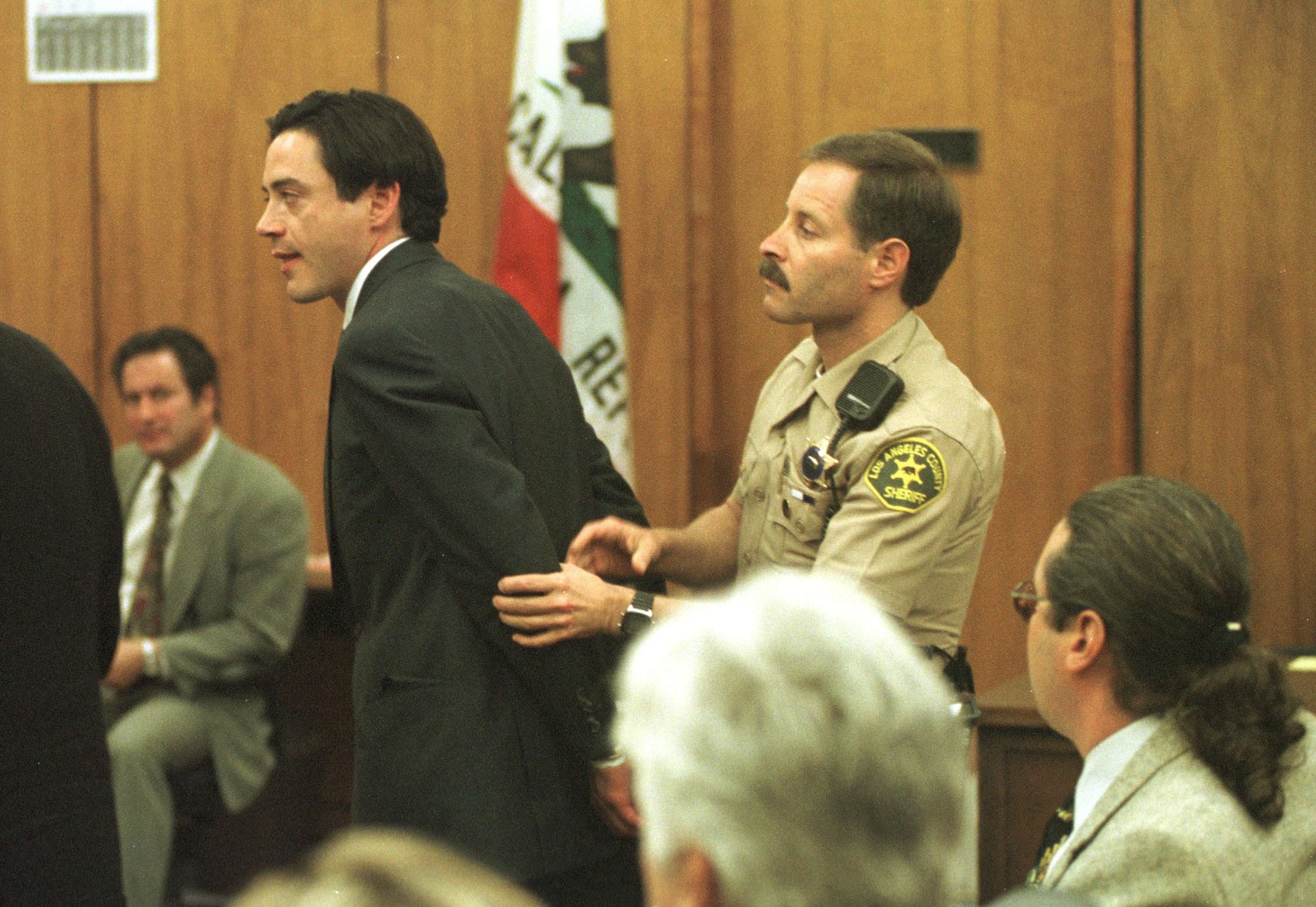 Robert Downey Jr. in custody after being charged with possession of cocaine in1997 in Malibu, CA | Source: Getty Images