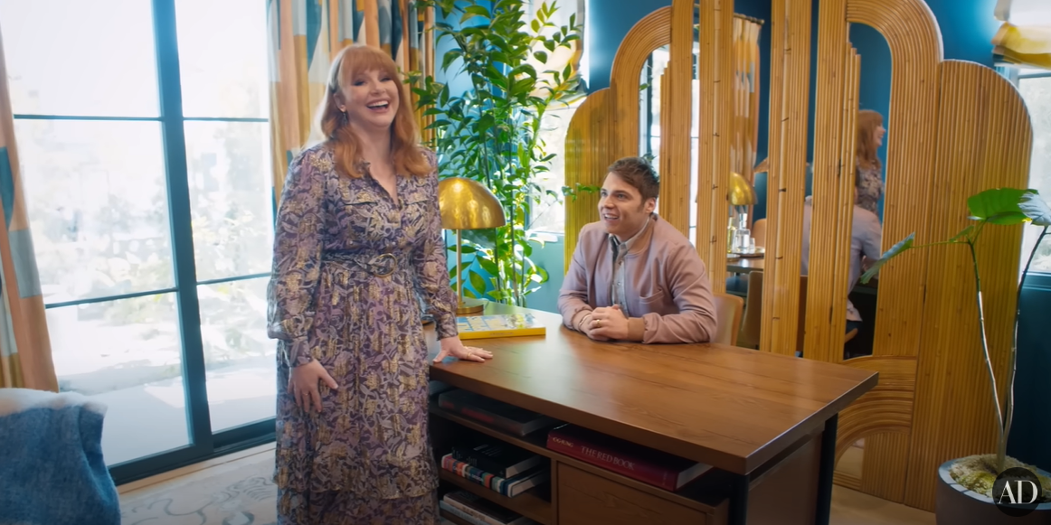Bryce Dallas Howard and Seth Gabel's home office space at their Los Angeles home | Source: YouTube/@ ArchitecturalDigest