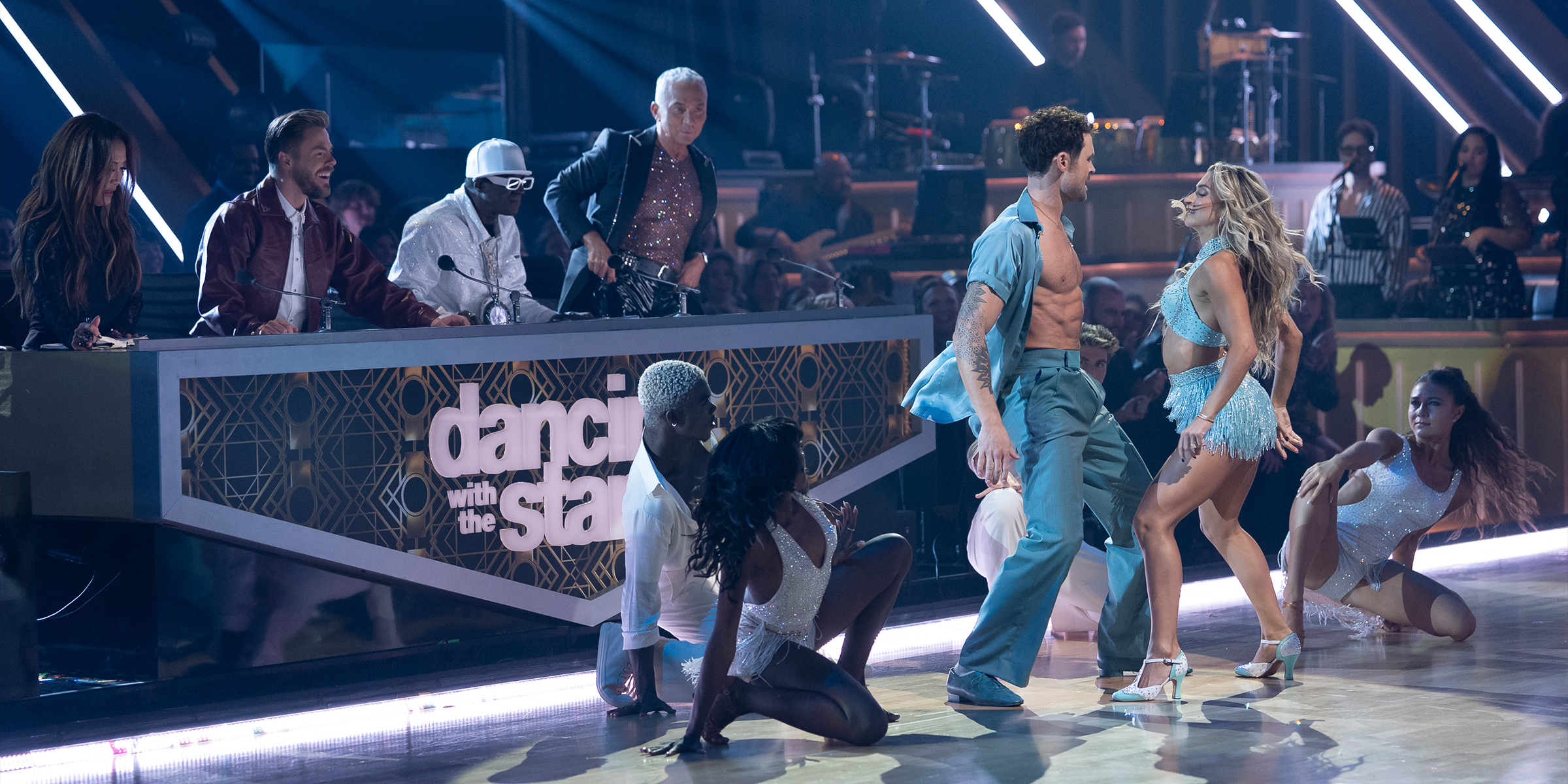 Dylan Efron and Daniella Karagach, backup dancers, and "DWTS" judges. | Source: Getty Images