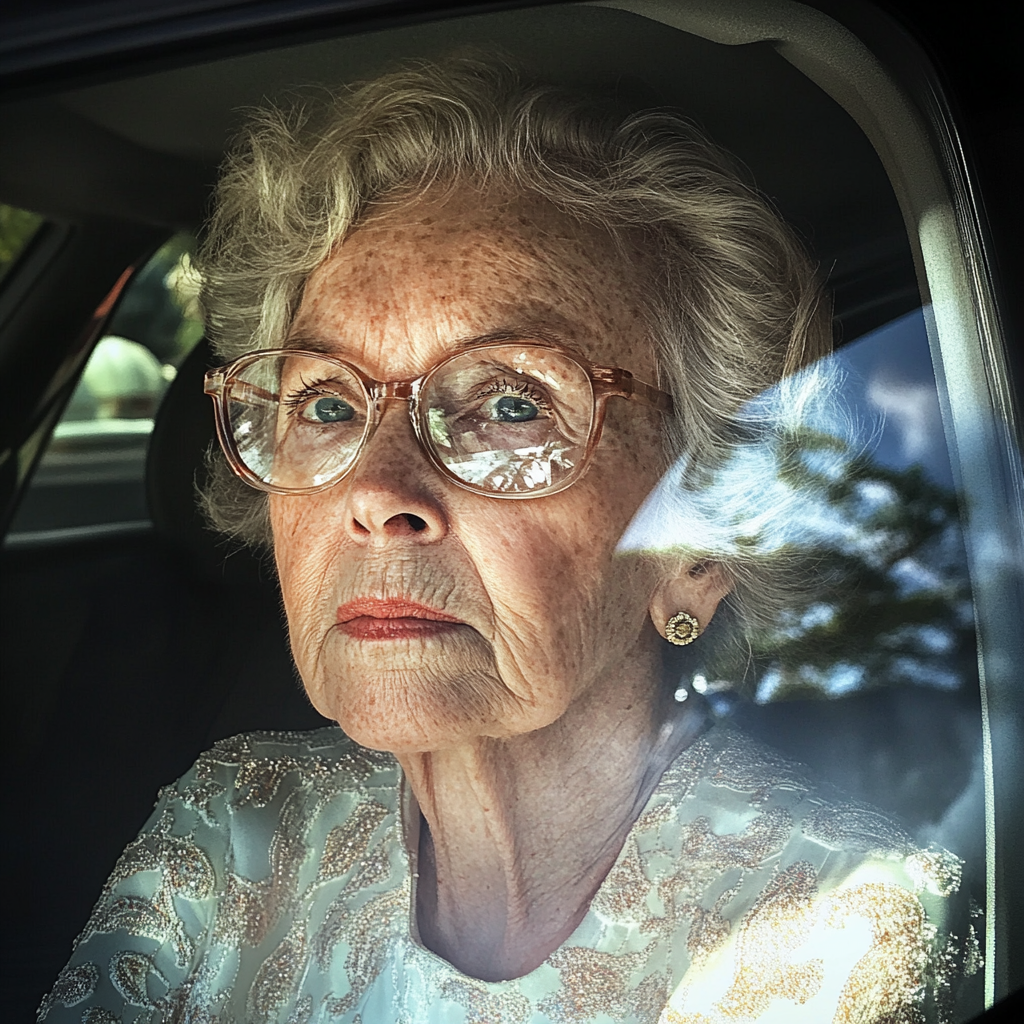 An older woman sitting in a car | Source: Midjourney