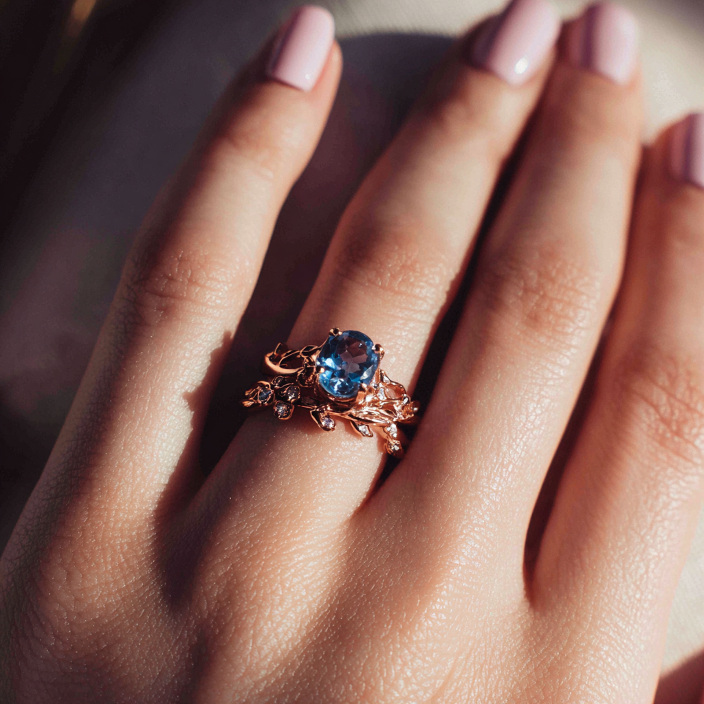 A woman showing off an engagement ring | Source: Midjourney