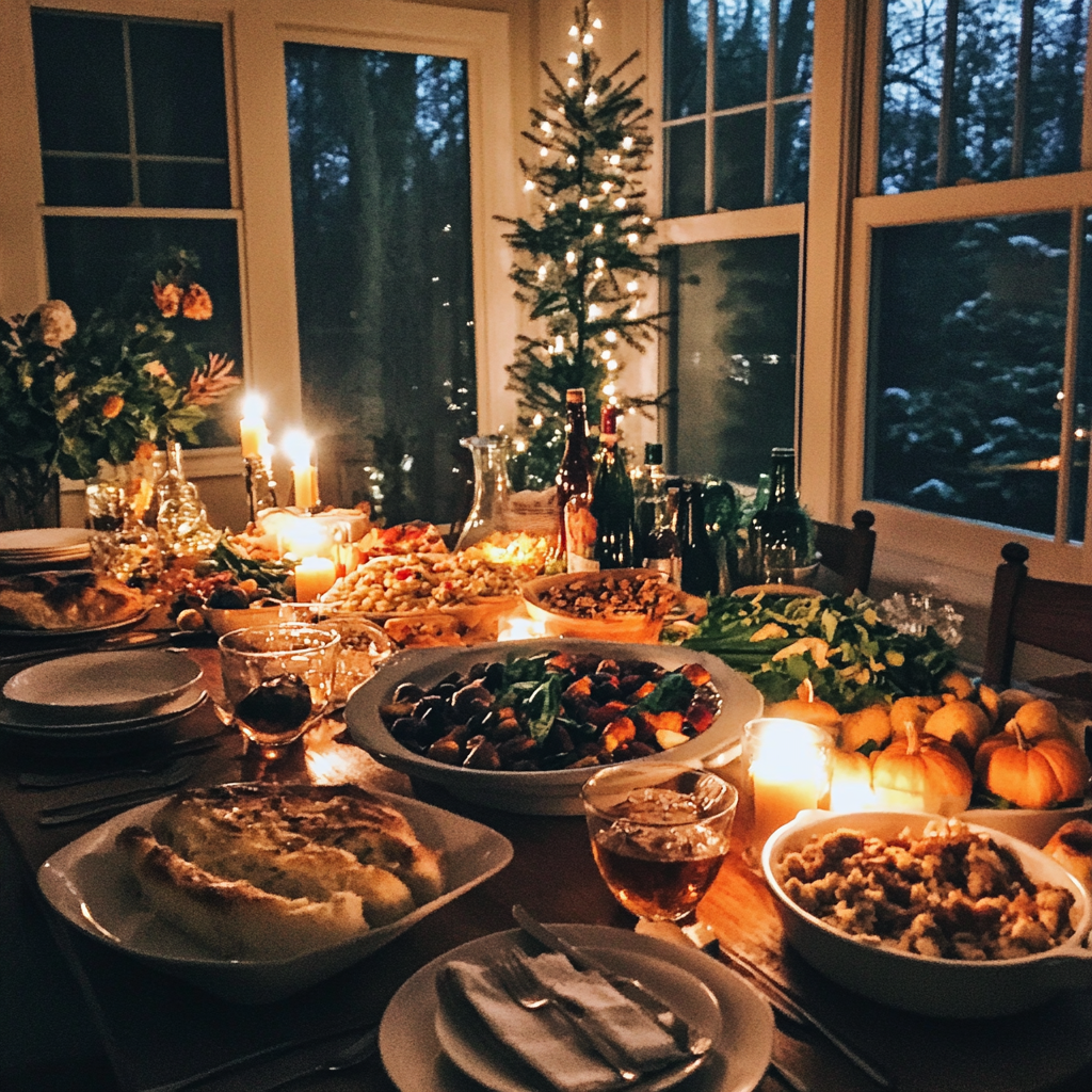 A Thanksgiving feast | Source: Midjourney