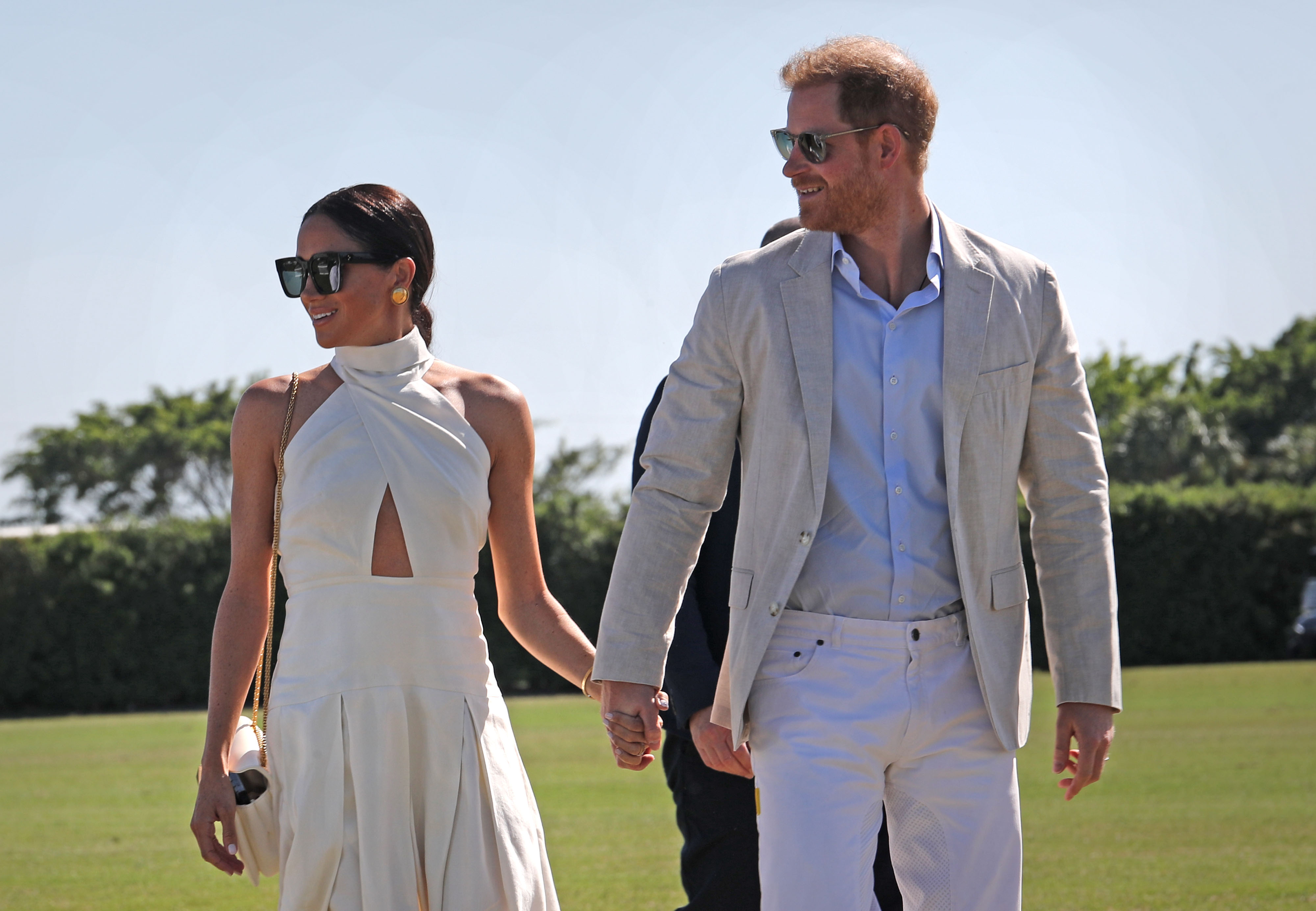 Meghan Markle, Duchess of Sussex and Prince Harry, The Duke of Sussex during the Royal Salute Polo Challenge, to benefit Sentebale, in Wellington, Florida on April 12, 2024. | Source: Getty Images