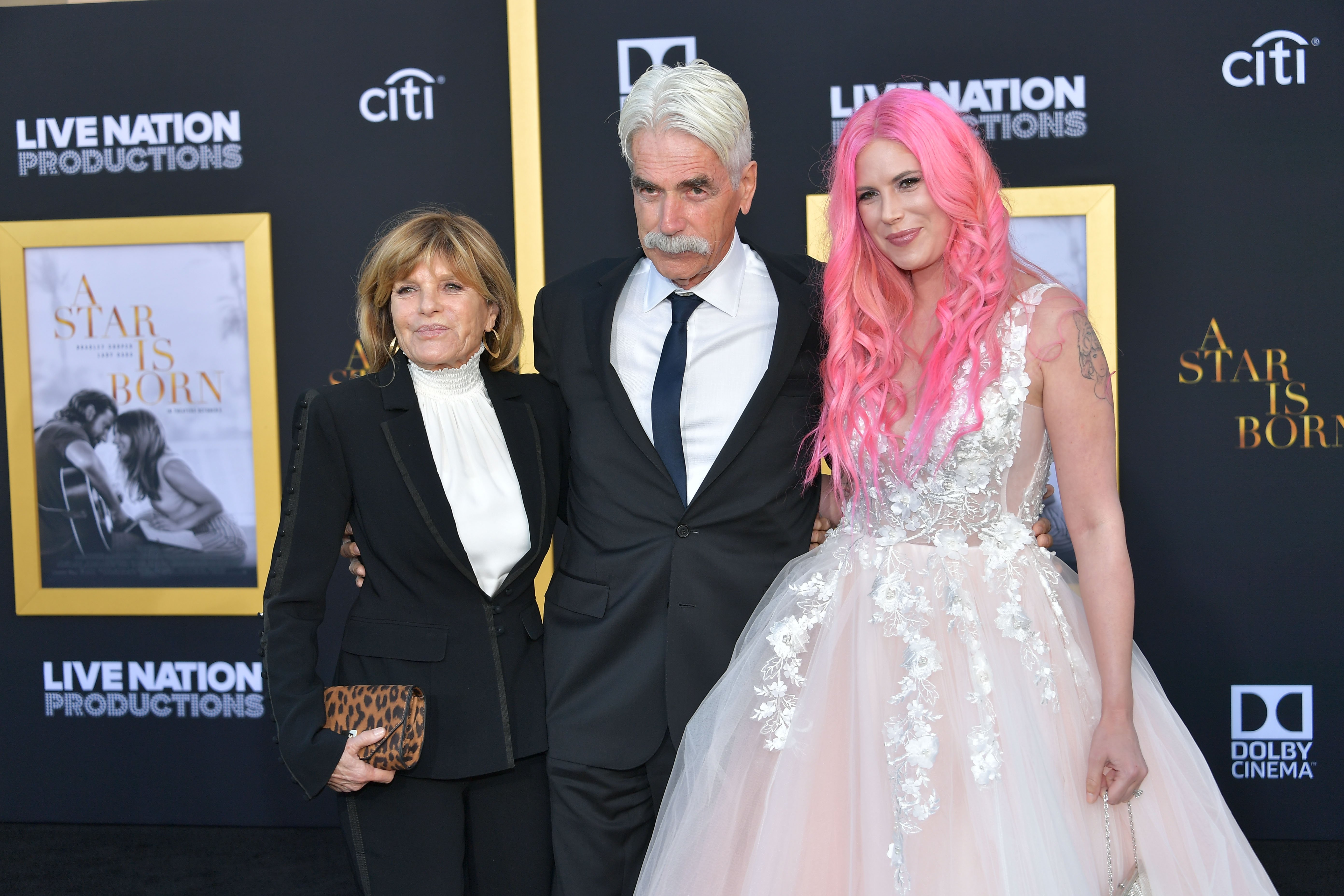 Katharine Ross, Sam Elliott and Cleo Rose Elliott arrive at the Premiere Of Warner Bros. Pictures' 'A Star Is Born' at The Shrine Auditorium on September 24, 2018 in Los Angeles, California. | Source: Getty Images