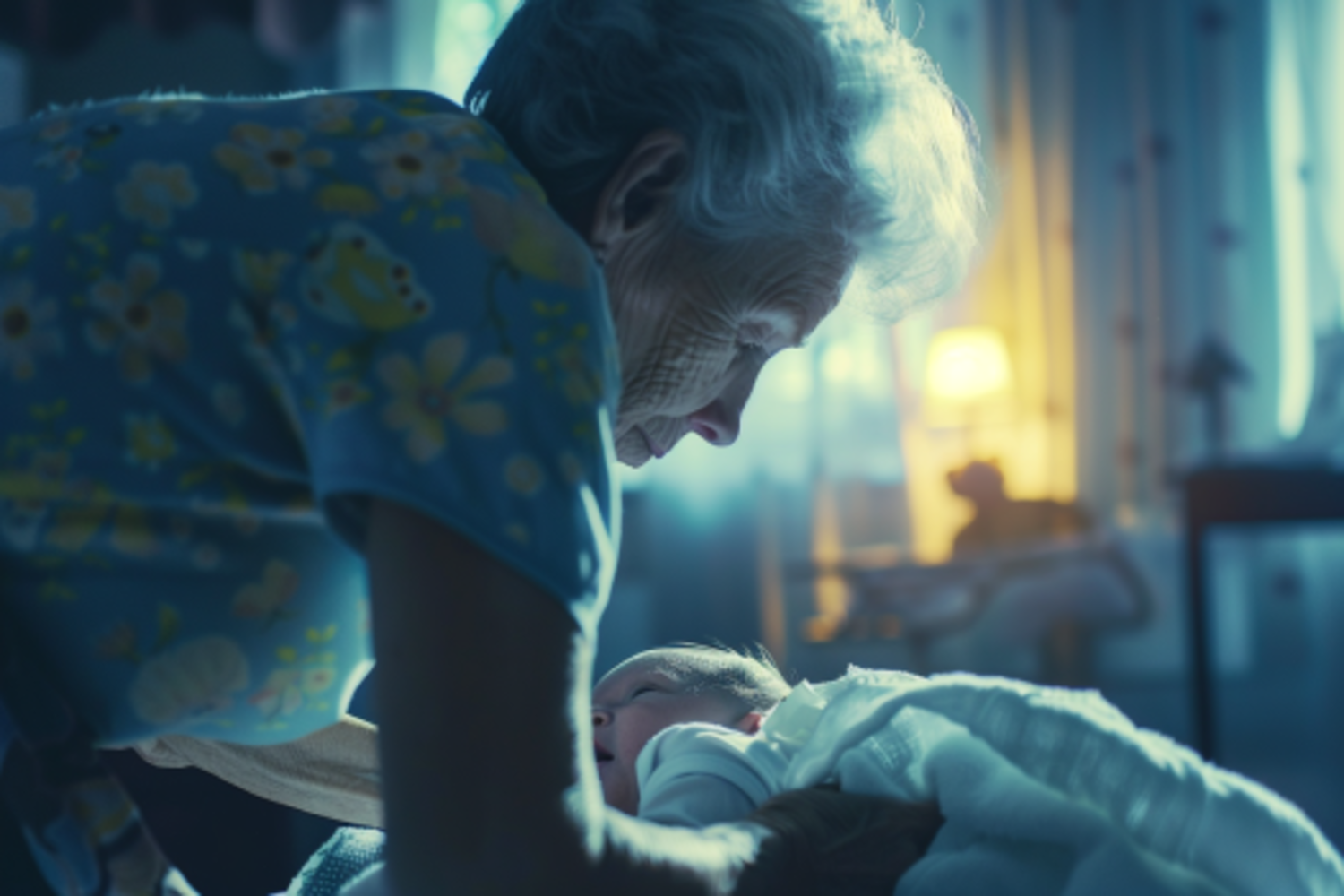 Grandma tending to a baby | Source: Midjourney