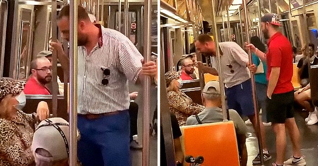 A 27-year-old man yelling at an elderly woman on the New York City subway. | Source:  youtube.com/InsideEdition