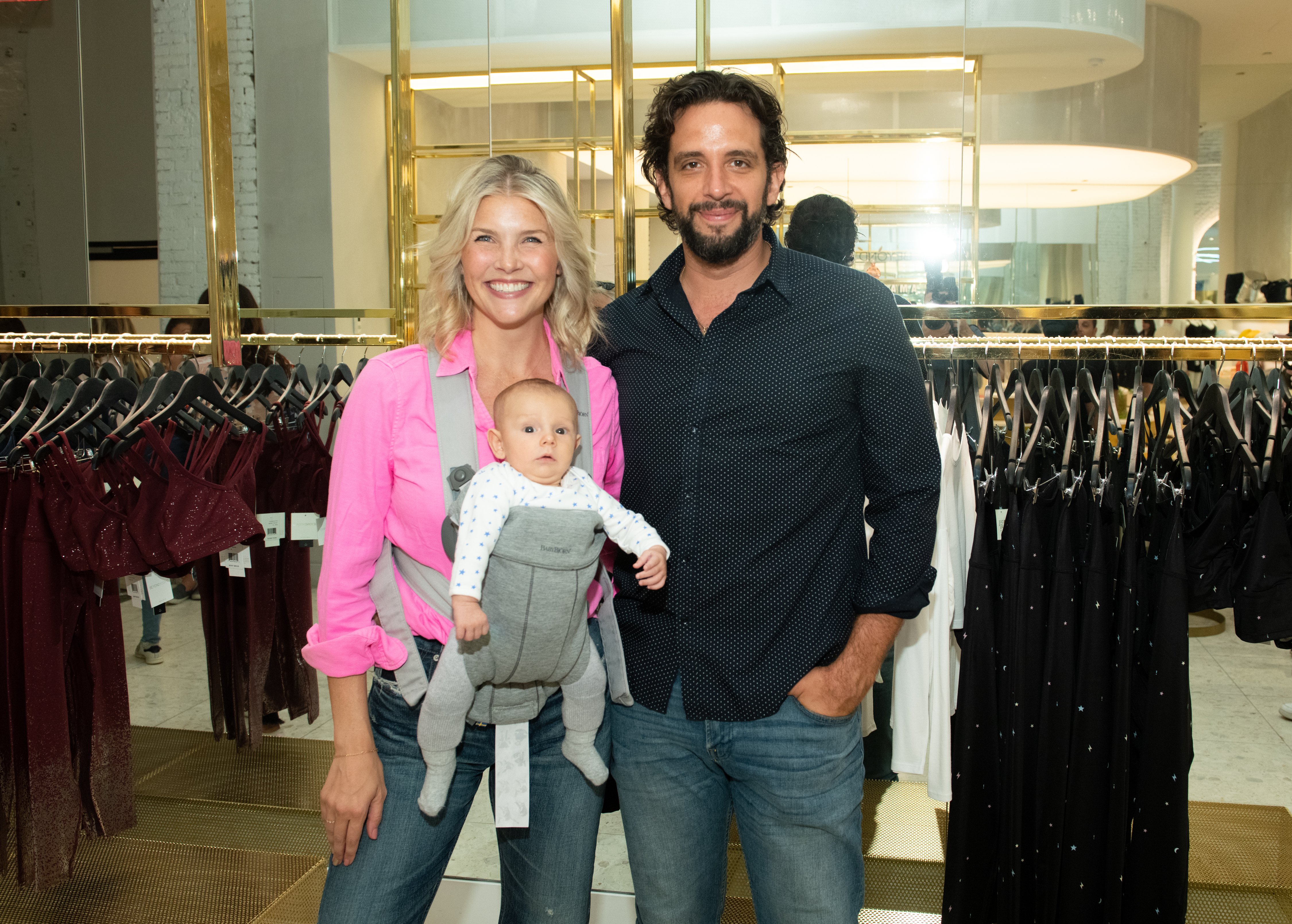 Amanda Kloots with husband Nick Cordero and son Elvis attend the Beyond Yoga x Amanda Kloots Collaboration Launch Event in New York City on August 27, 2019 | Photo: Getty Images
