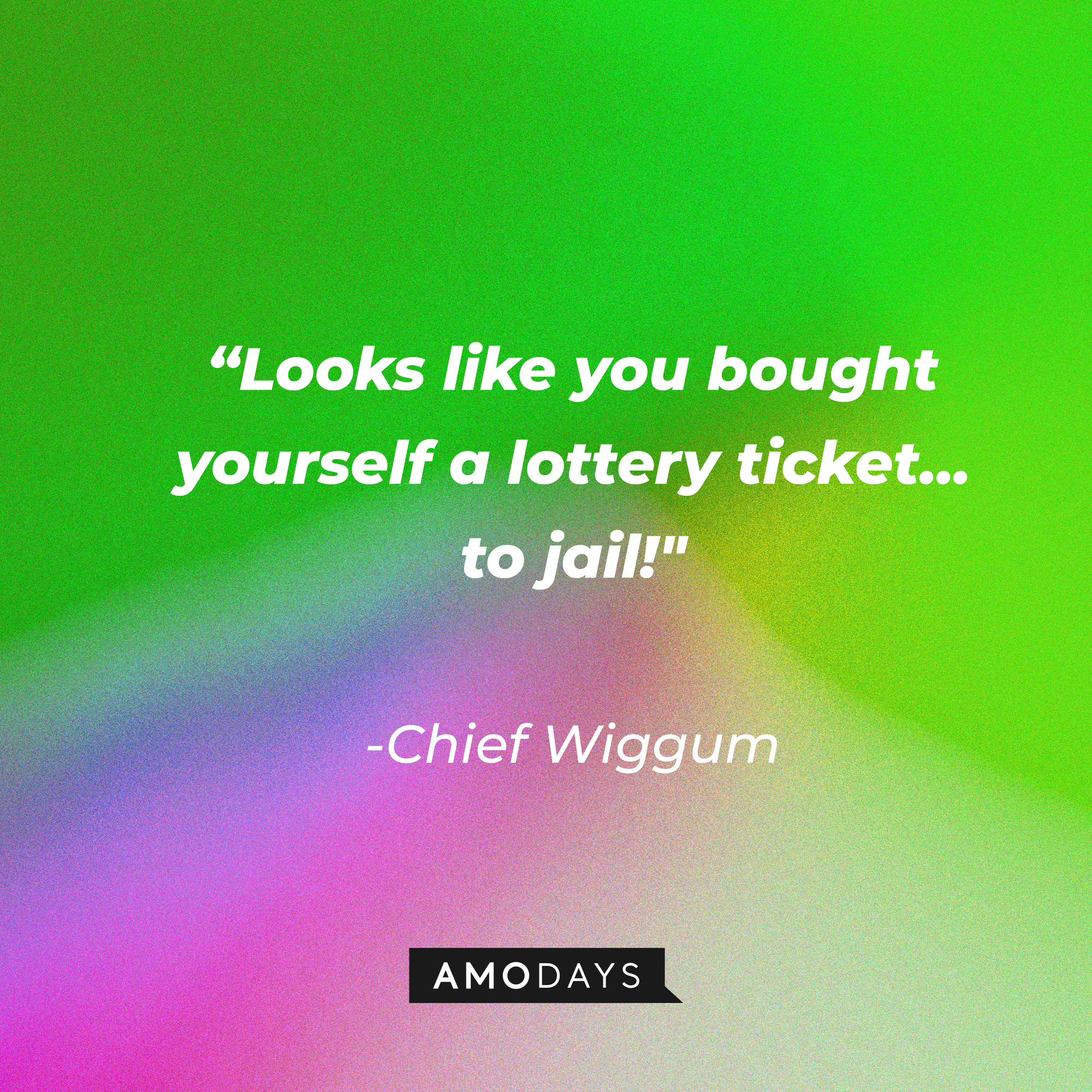 Chief Wiggum’s quote: “Looks like you bought yourself a lottery ticket...to jail!" |  Source: AmoDays