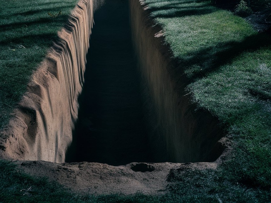 A deep pit dug in a backyard | Source: Midjourney