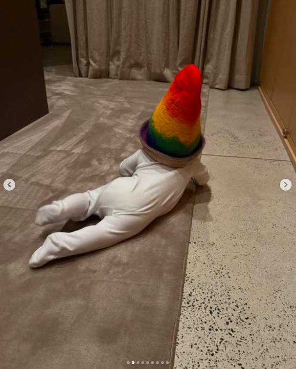 Jack Blues Bieber laying on the floor, posted on May 11, 2025. | Source: Instagram/haileybieber