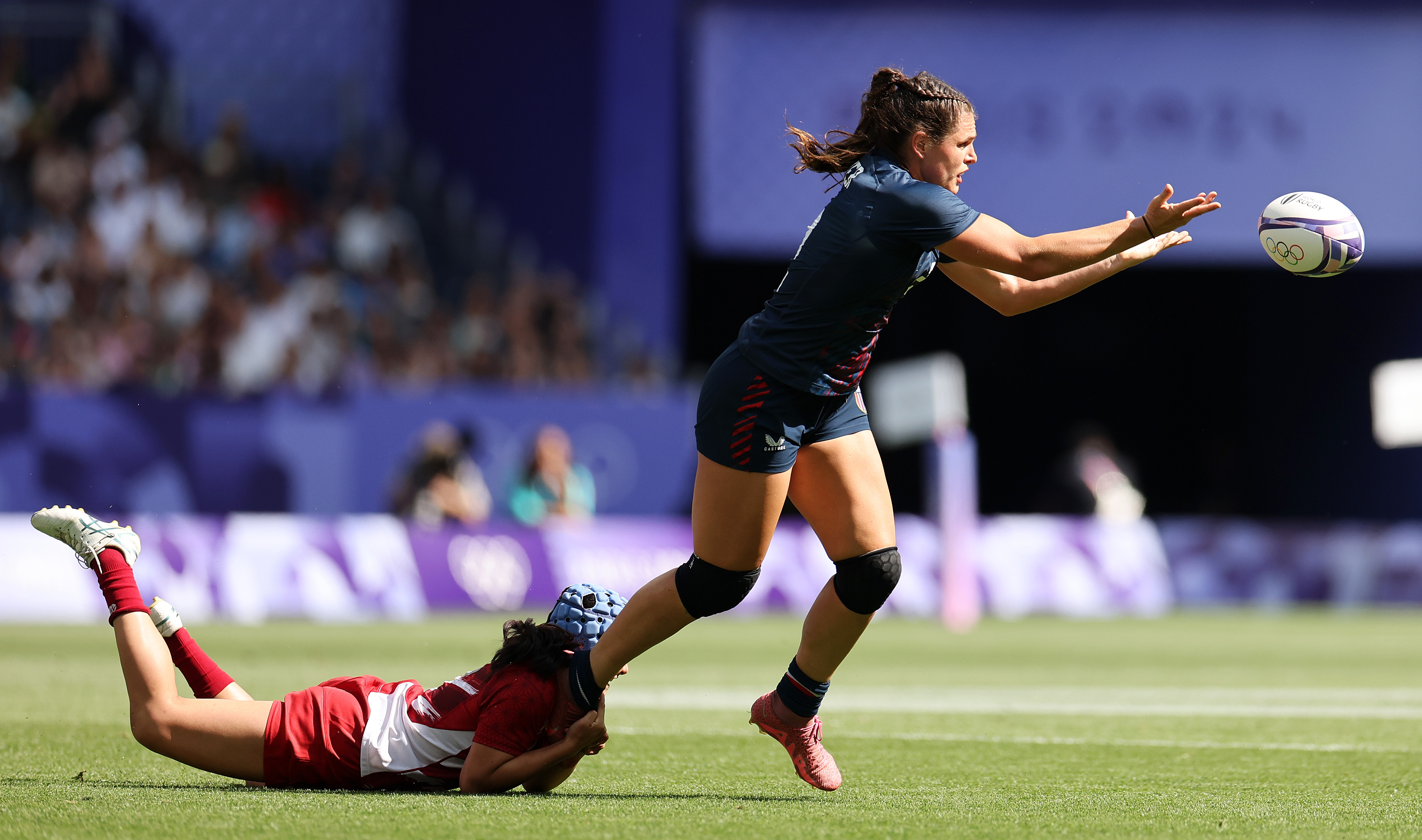 Ilona Maher during the Women's Pool C match between United States and Japan on day two of the Olympic Games Paris 2024 on July 28 in France. | Source: Getty Images