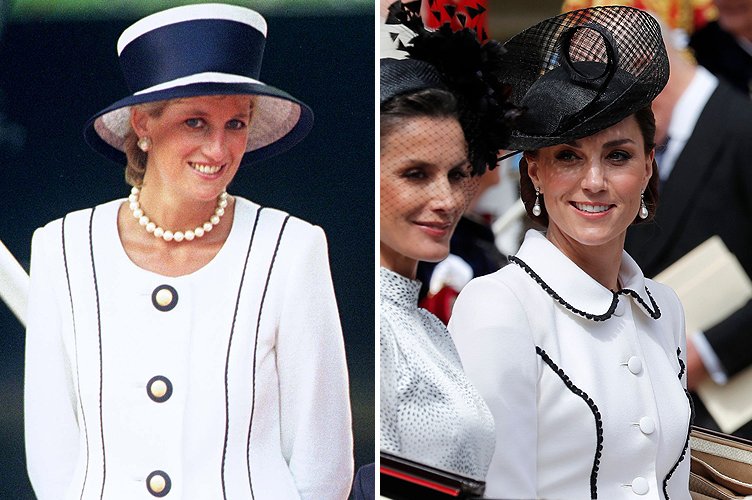 Princess Diana in August 1995 and Duchess Kate Middleton in June 2019 | Photo: Getty Images