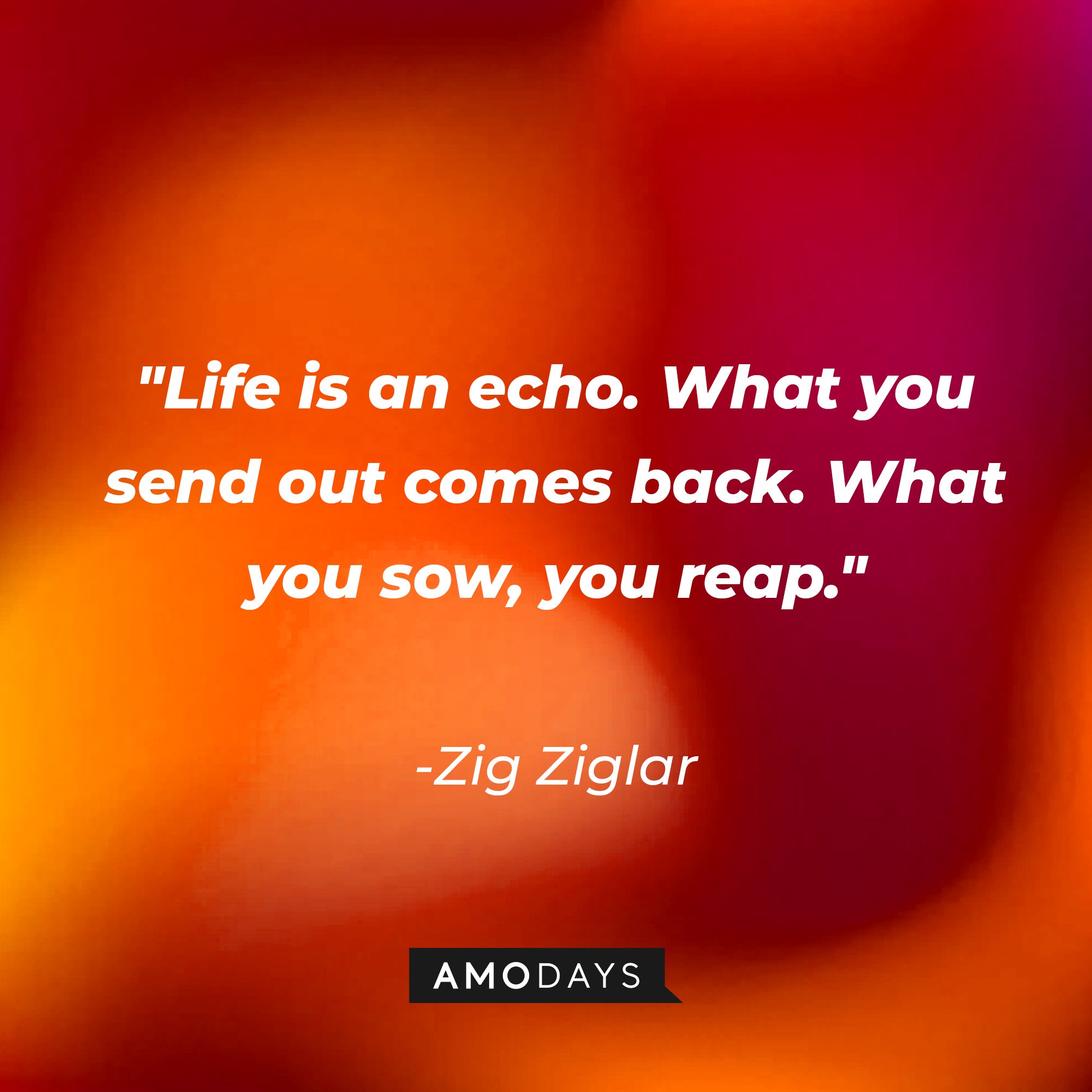 Zig Ziglar’s quote: "Life is an echo. What you send out comes back. What you sow, you reap." | Image: AmoDays