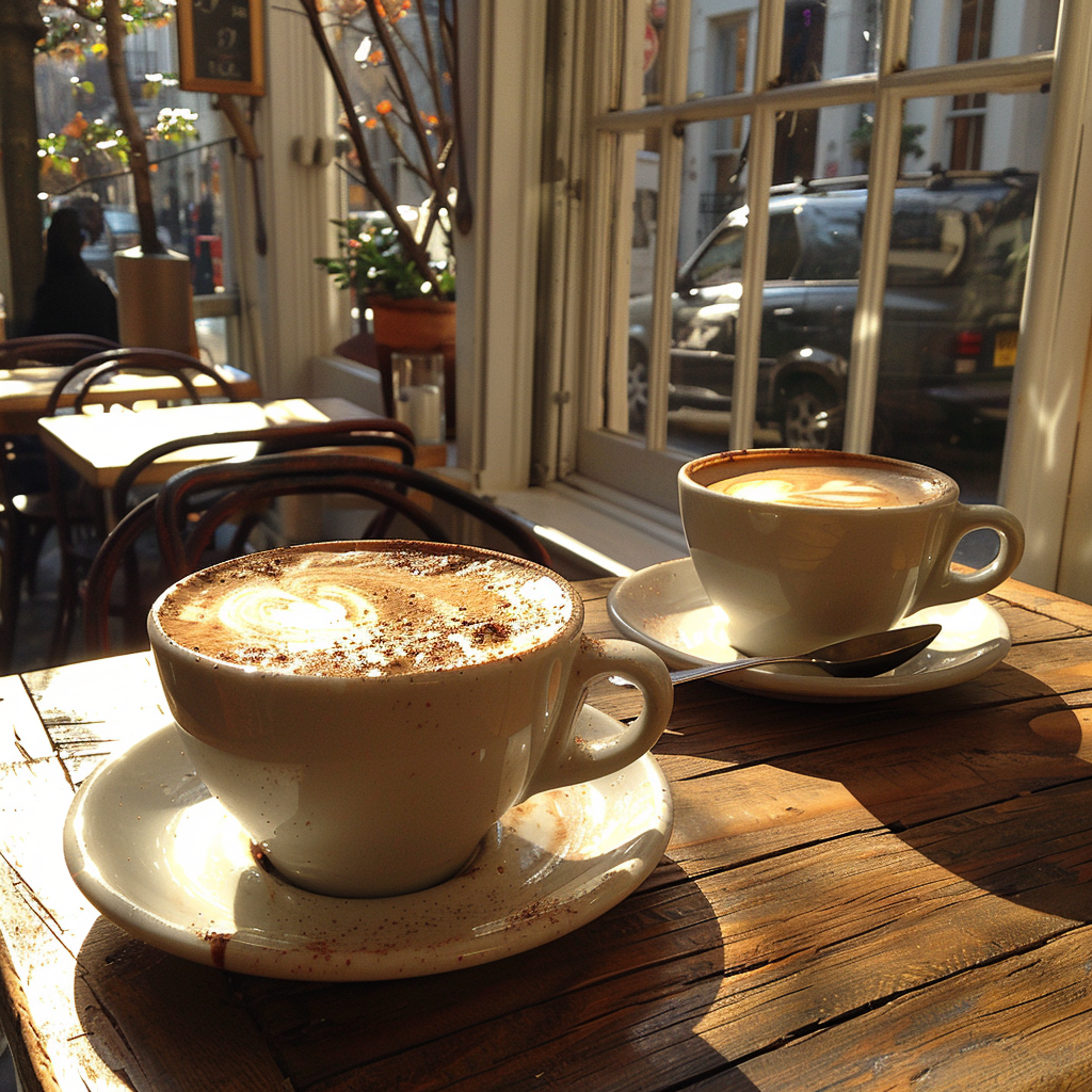 A close-up of two cups of coffee | Source: Midjourney