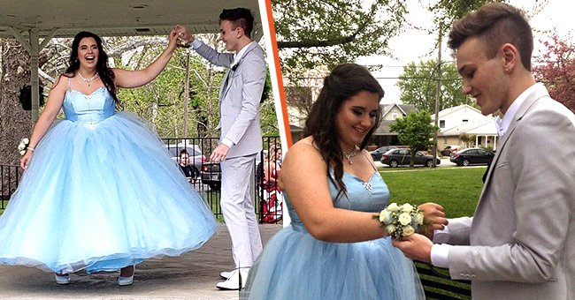 Als sich ein Mädchen ihr Traum-Abschlussballkleid nicht leisten konnte, machte ihr Date sie zu einem Kleid, das für eine Prinzessin geeignet war. | Quelle: Twitter/AddiRust
