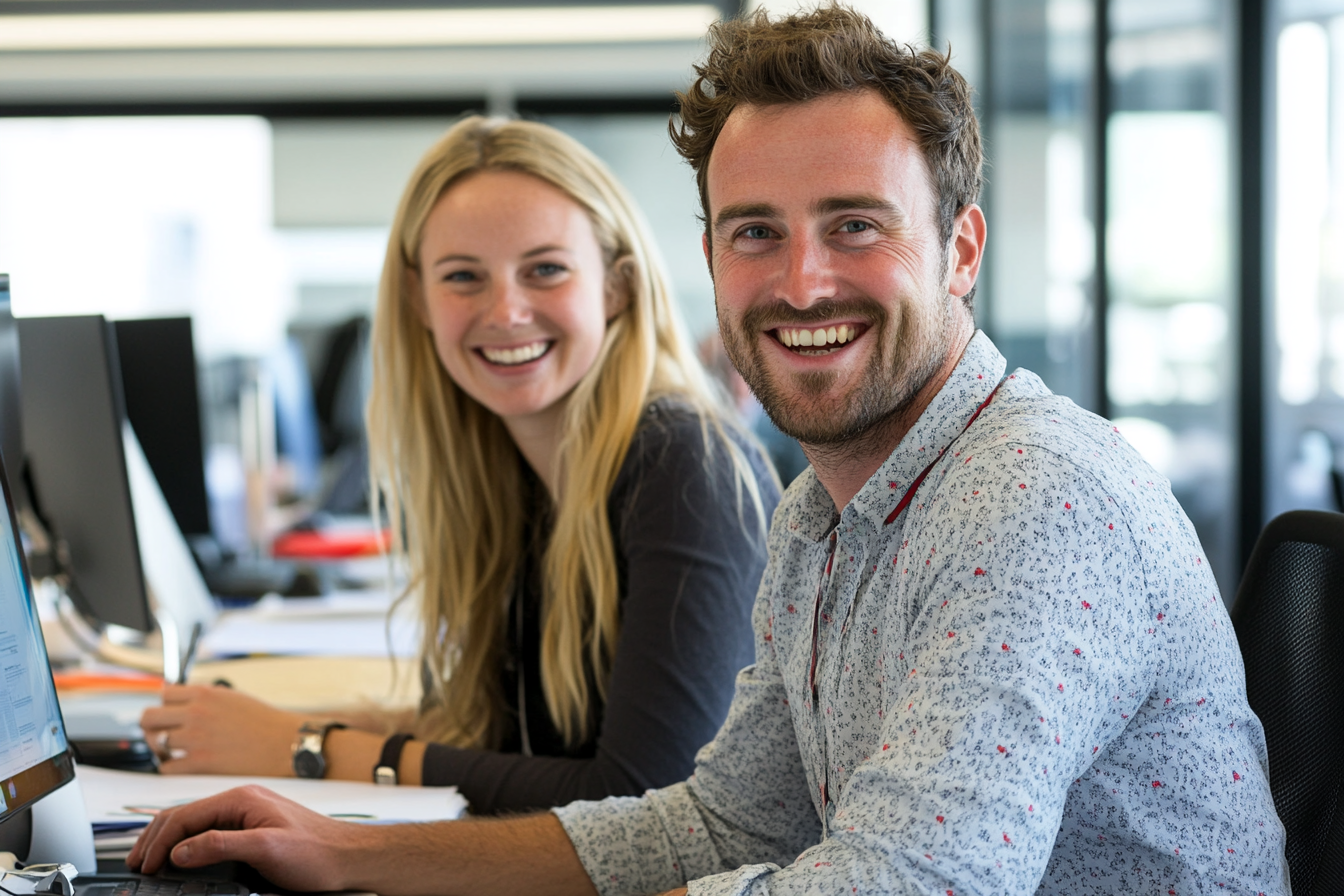 A man and woman in an office | Source: Midjourney