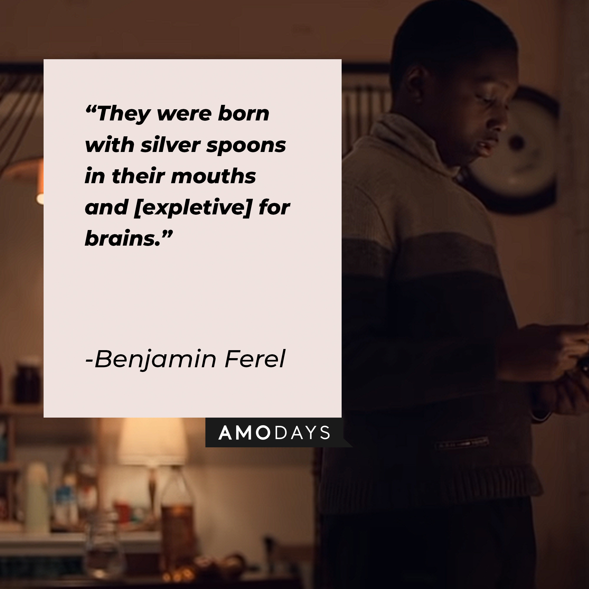 Benjamin Ferel's quote: "They were born with silver spoons in their mouths and [expletive] for brains." | Image: Amodays