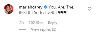 Mariah Carey responds to Heidi Klum's dancing to her Christmas song, "All I Want for Christmas." | Source: Instagram/heidiklum.