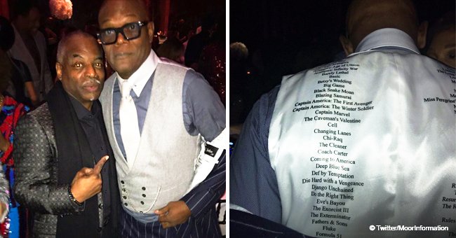 Samuel L. Jackson wears custom vest that lists 125+ movies he’s been in for his 70th birthday party