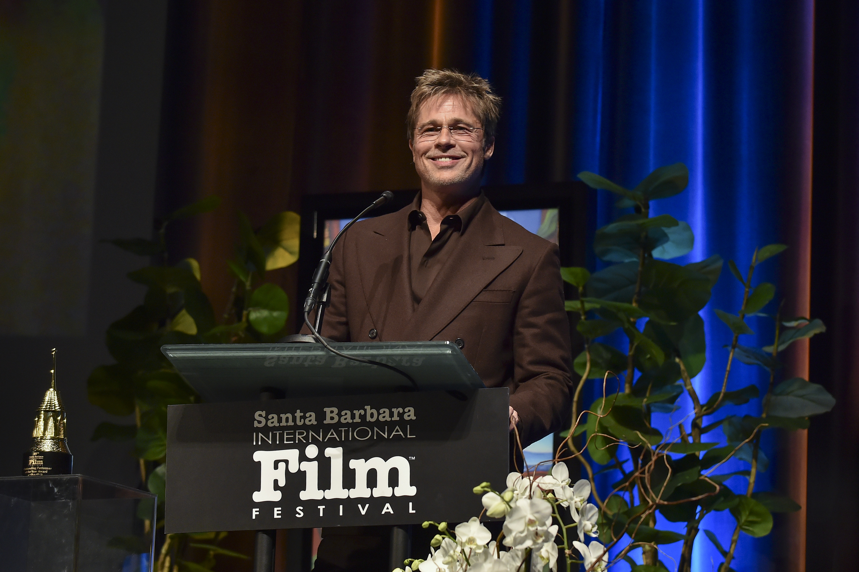 Brad Pitt during the Santa Barbara International Film Festival Outstanding Performer of the Year Award at The Arlington Theatre on February 8, 2024, in Santa Barbara, California. | Source: Getty Images