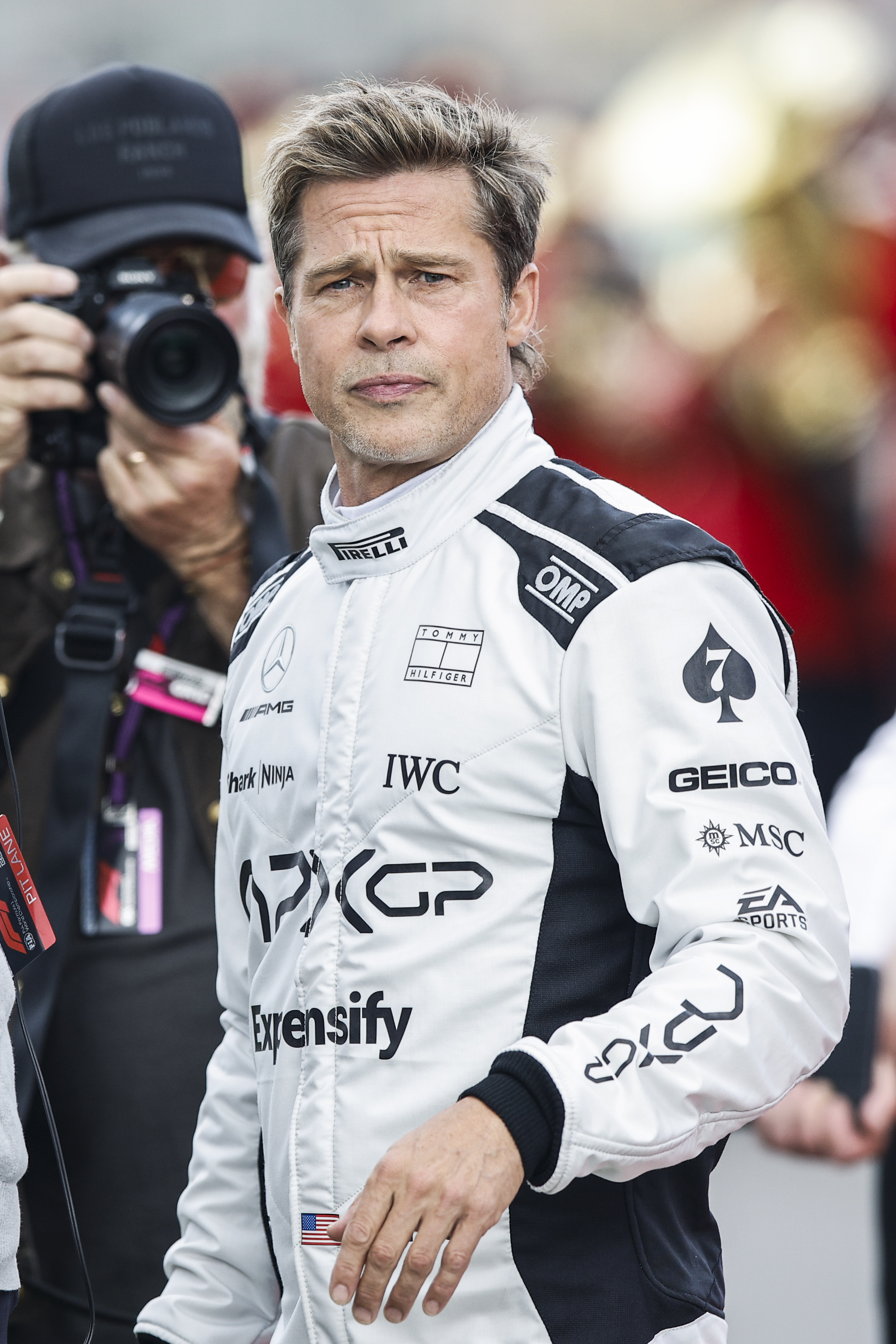 Brad Pitt at the Formula 1 Aramco British Grand Prix on July 9, 2023. | Source: Getty Images