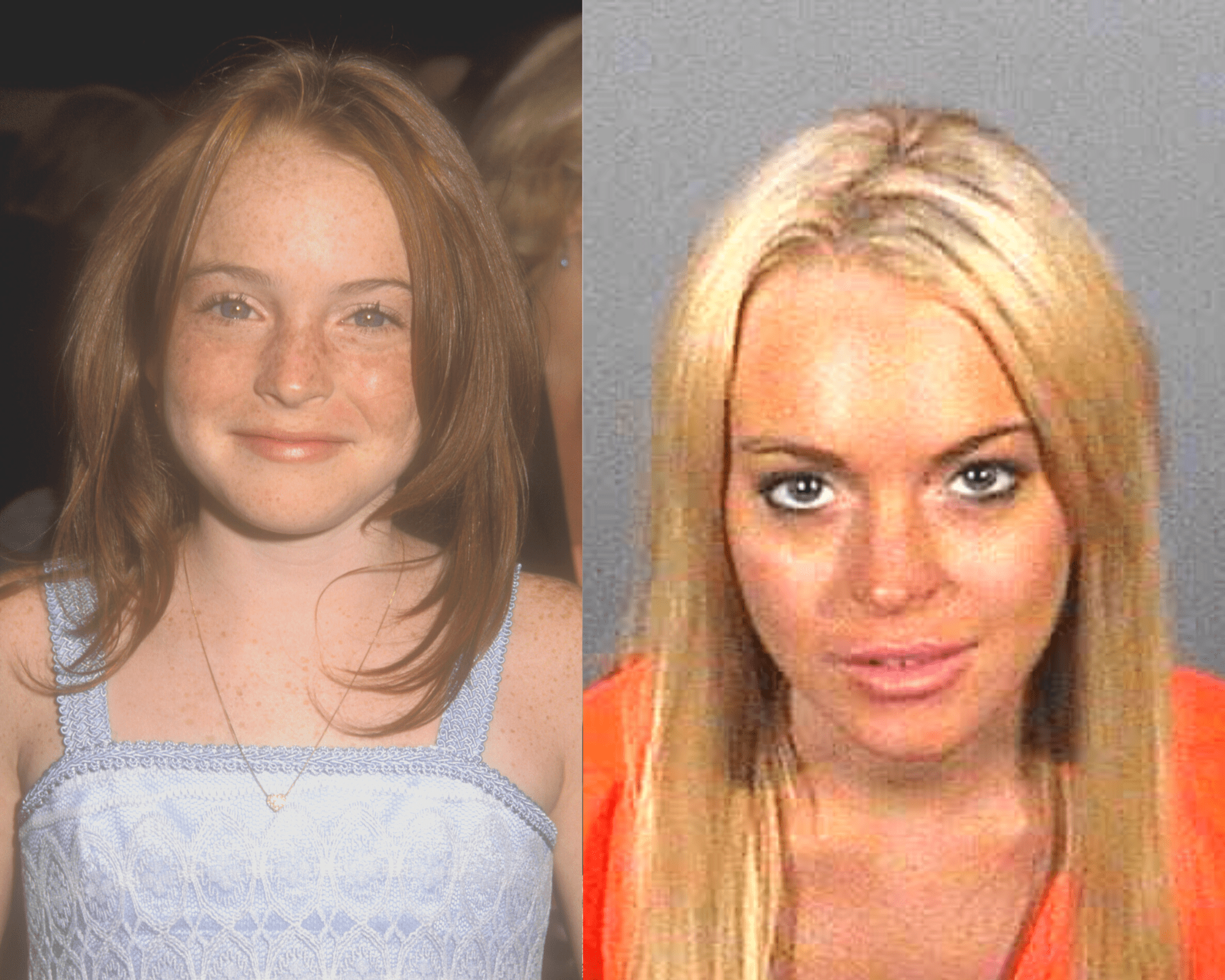 Lindsay Lohan en el estreno de “The Parent Trap” en Los Ángeles, en 1998. | Lindsay Lohan en 2010. | Foto: Getty Images | twitter.com/twistedhistory