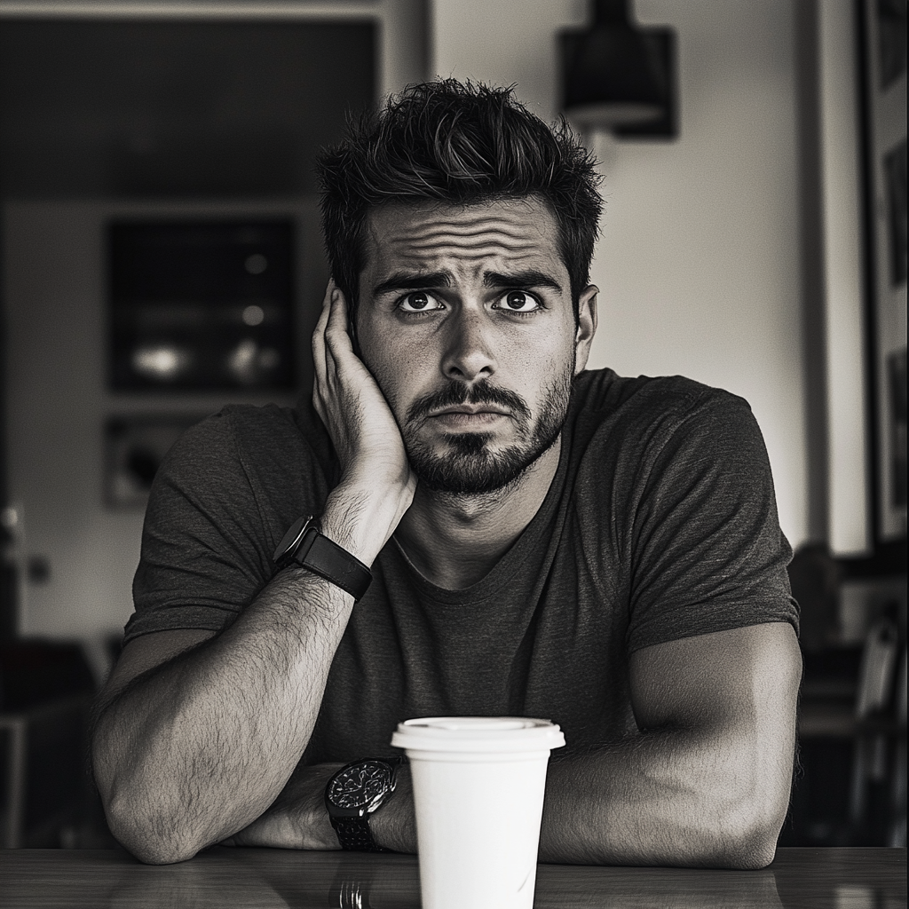 A man sitting at a table | Source: Midjourney