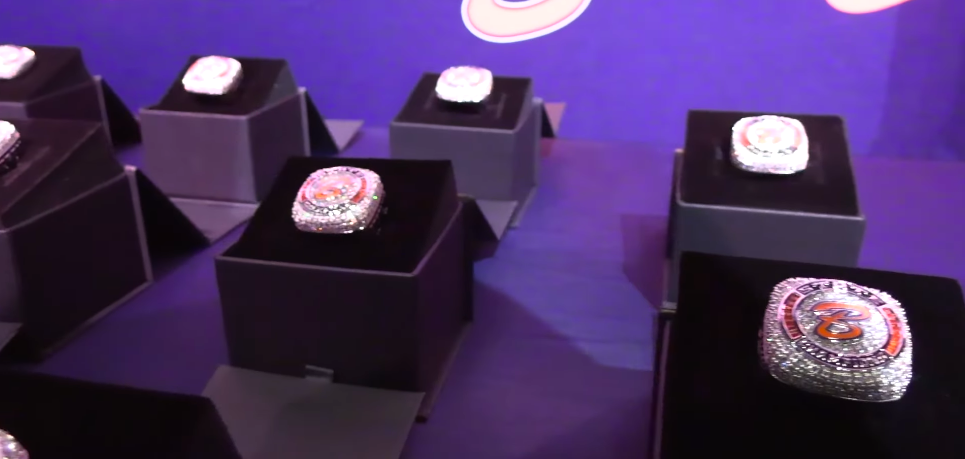A close-up of the striking championship rings the Benjamin Buccaneers received. | Source: YouTube/ESPN West Palm