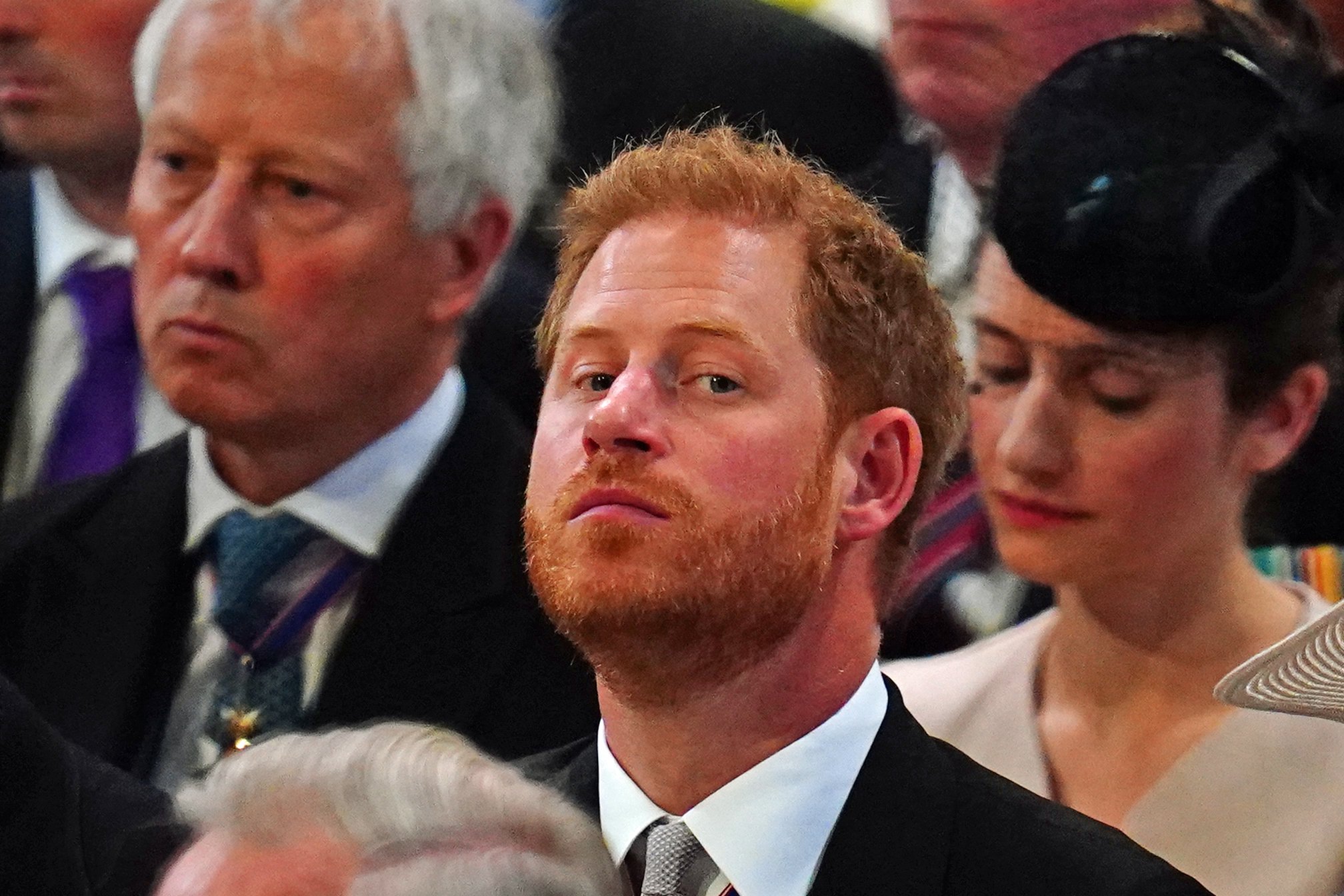 Prince Harry at the National Service of Thanksgiving to celebrate the Platinum Jubilee of the Queen at St Paul's Cathedral on June 3, 2022, in London, England. | Source: Getty Images