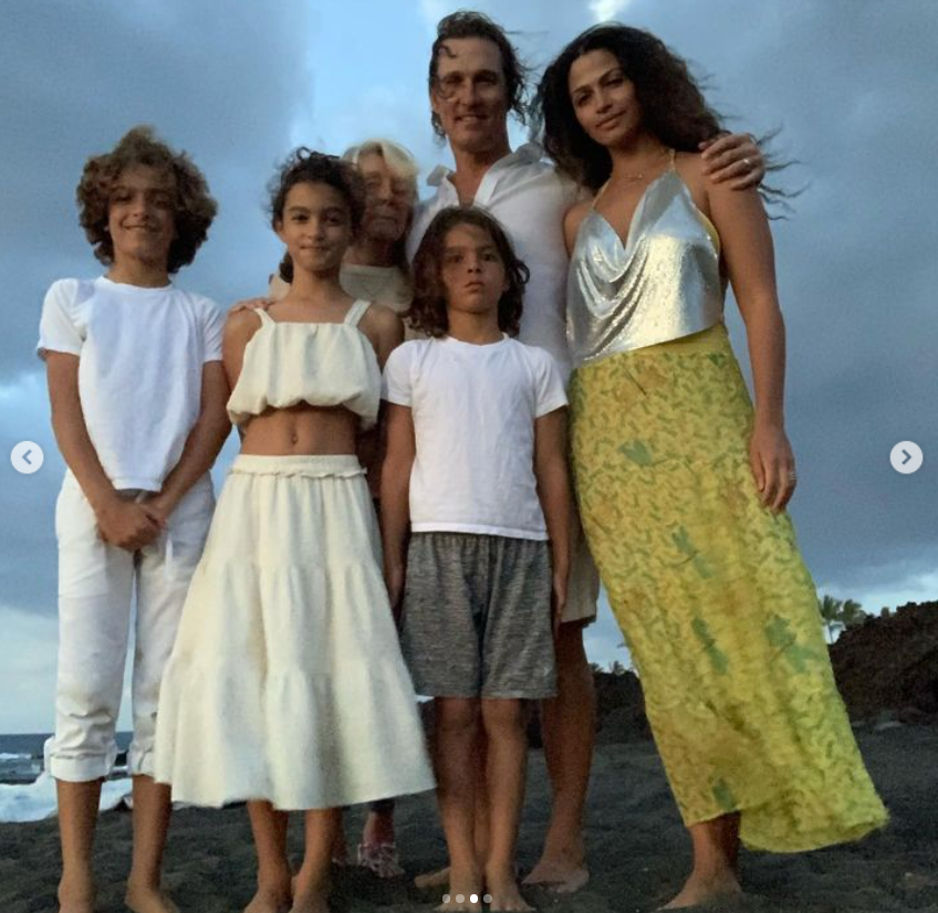 Matthew McConaughey and Camila Alves with their kids when they were young, in a photo shared on Instagram in November 2023 | Source: Instagram.com/levimcconaughey