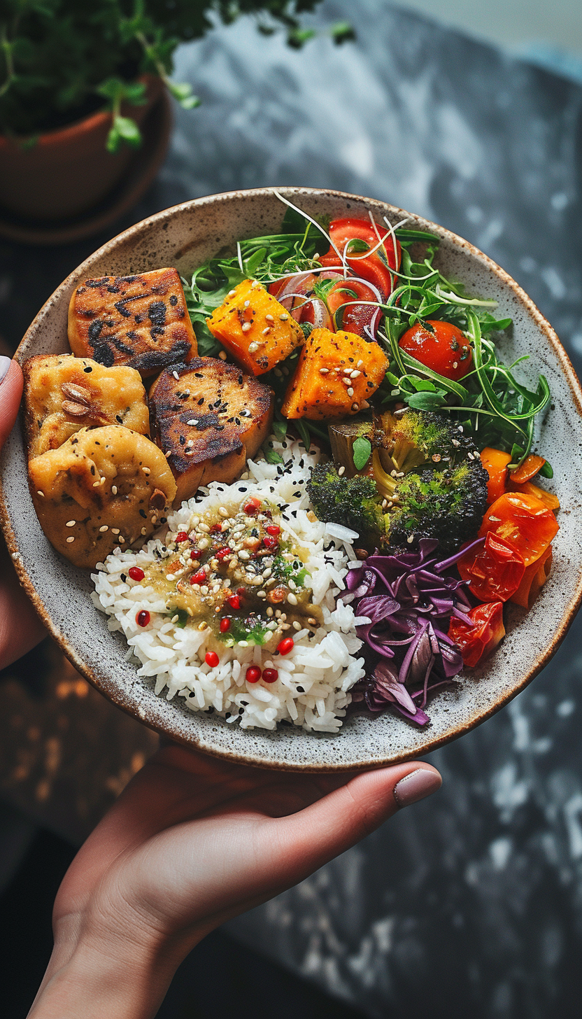 A woman holding a poke bowl | Source: Midjourney