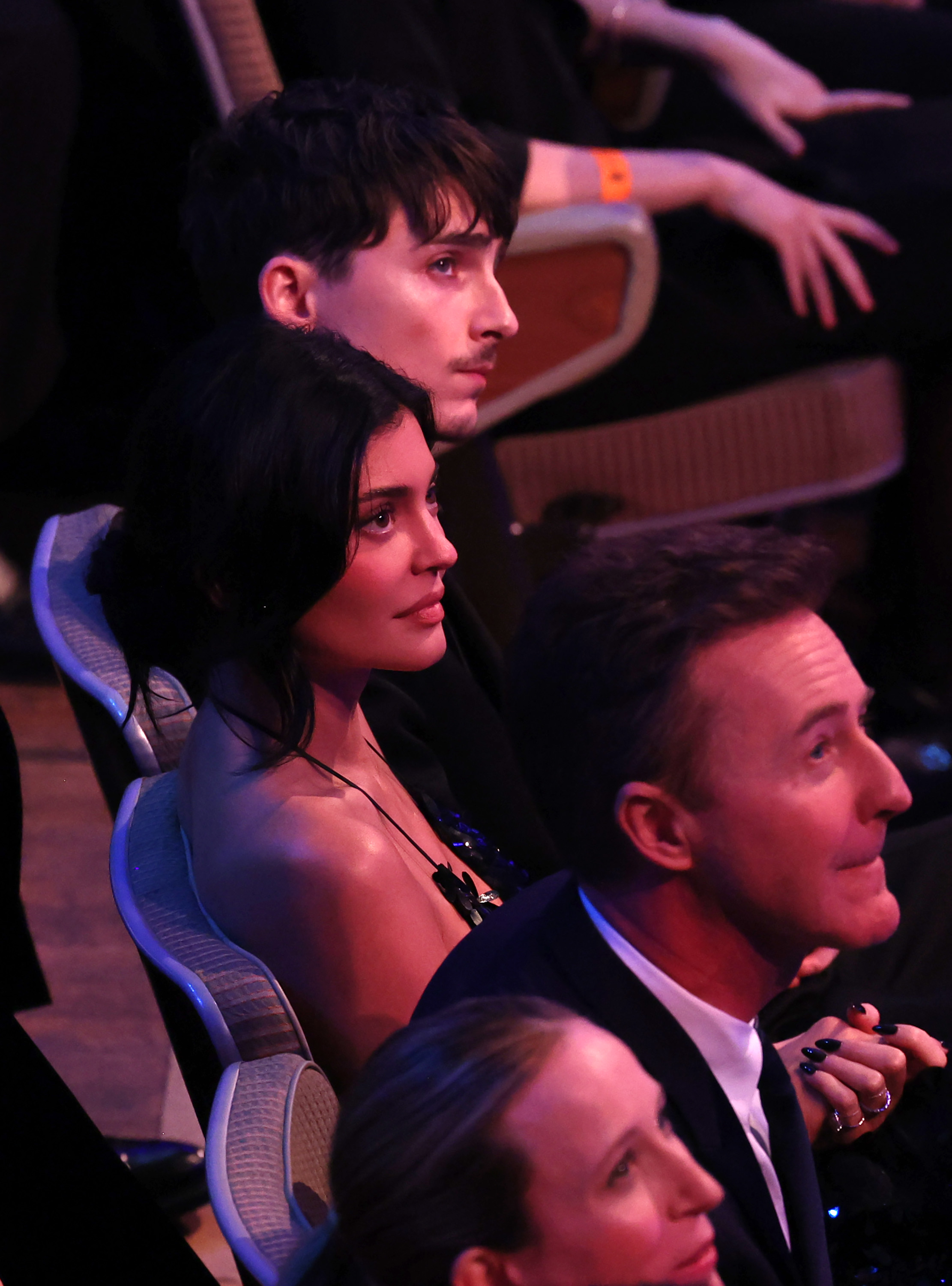 Kylie Jenner and Timothée Chalamet look on during the EE BAFTA Film Awards | Source: Getty Images