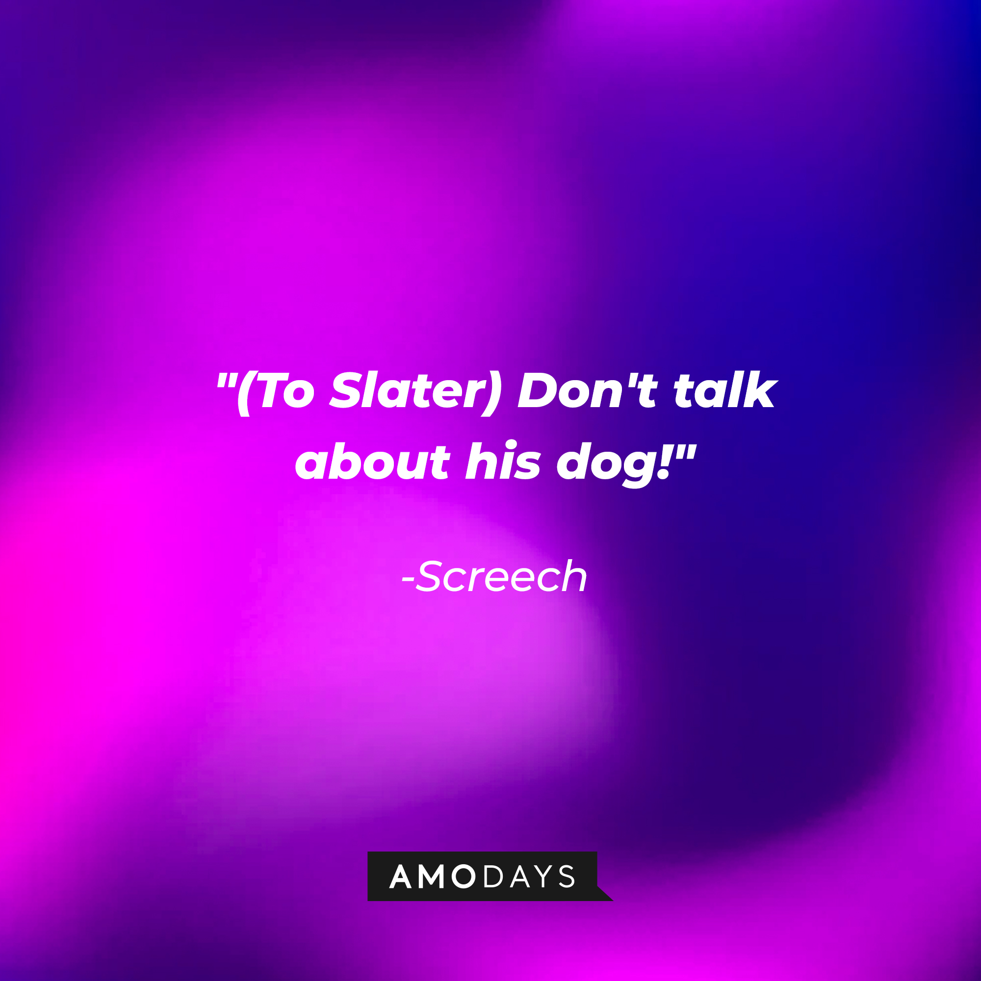 Screech with his quote, "(To Slater) Don't talk about his dog!" | Source: youtube.com/SavedbytheBell