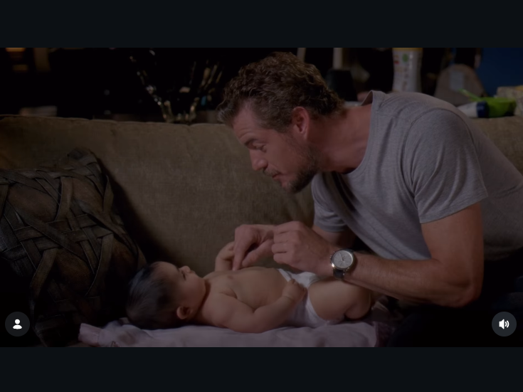 Mark Sloan smiles while interacting with a baby during a heartfelt fatherhood moment. | Source: Instagram/greysabc