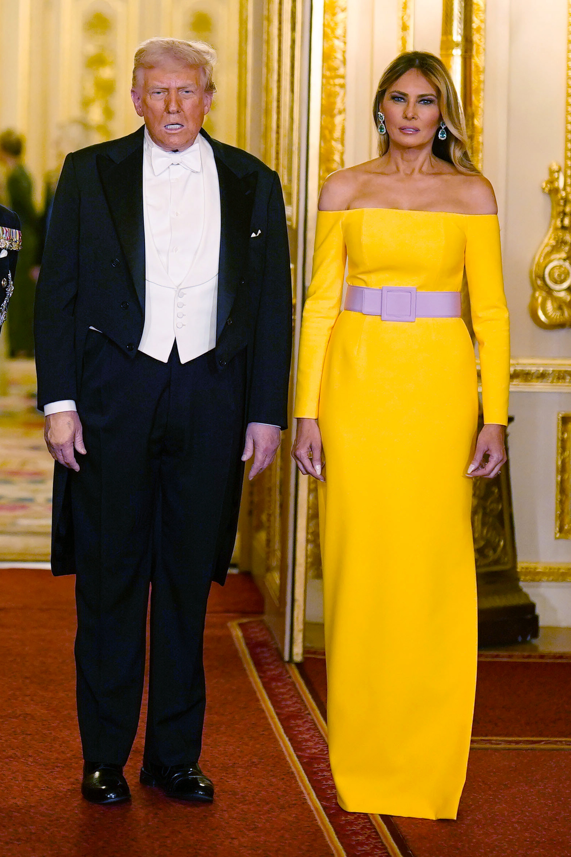 U.S. President Donald Trump standing next to U.S. First Lady Melania Trump at the State Banquet. | Source: Getty Images