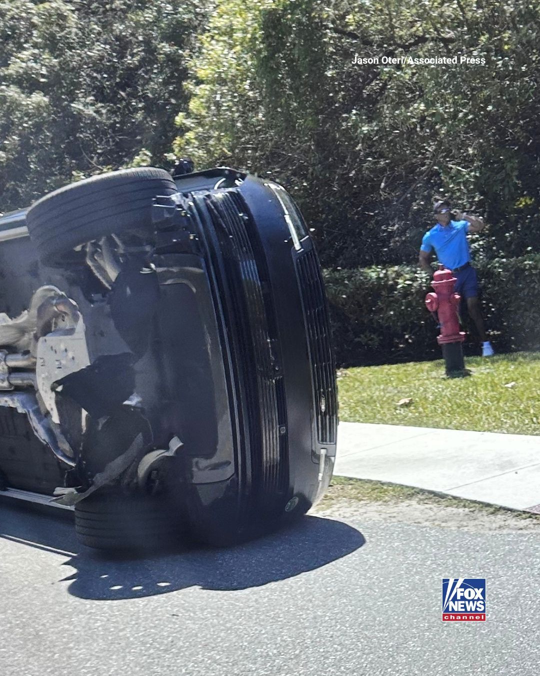 Tiger Woods' car after the crash, from a post dated March 28, 2026 | Source: X/FoxNews