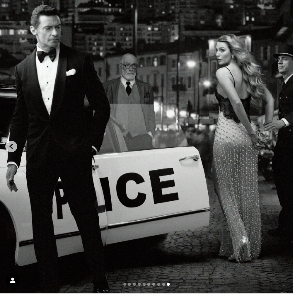 A photo of Blake Lively getting arrested as Hugh Jackman walks away posted on August 8, 2024 | Source: Instagram/blakelively