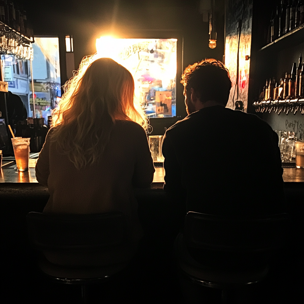 A couple sitting at a bar | Source: Midjourney