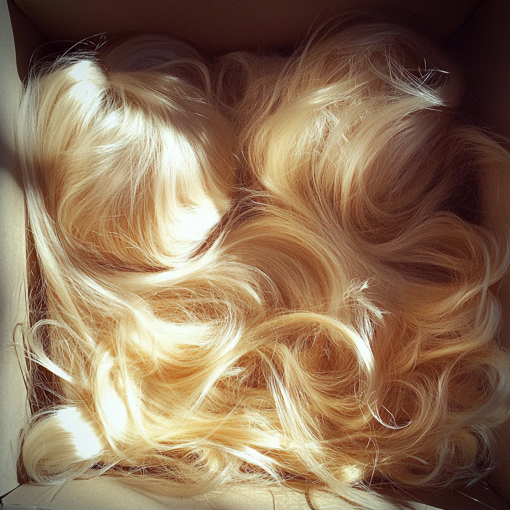 A box of wigs | Source: Midjourney