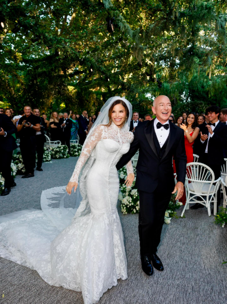 Lauren Sánchez Bezos and Jeff Bezos on their wedding day, posted on June 27, 2025. | Source: Instagram/laurensanchezbezos