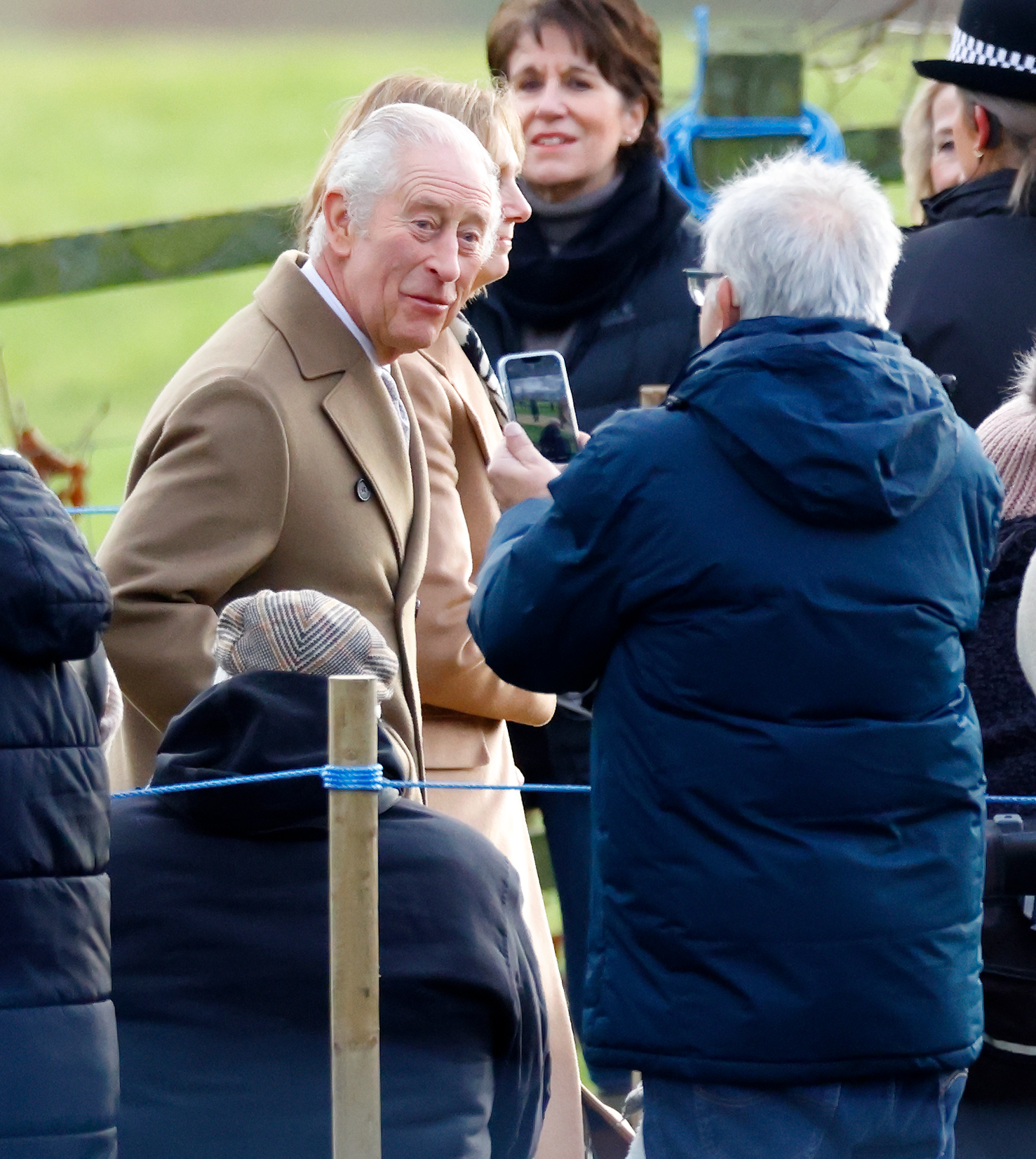 King Charles III engages with the public as he attends the Sunday service at the Church of St Mary Magdalene in Sandringham, England, on January 7, 2024. | Source: Getty Images