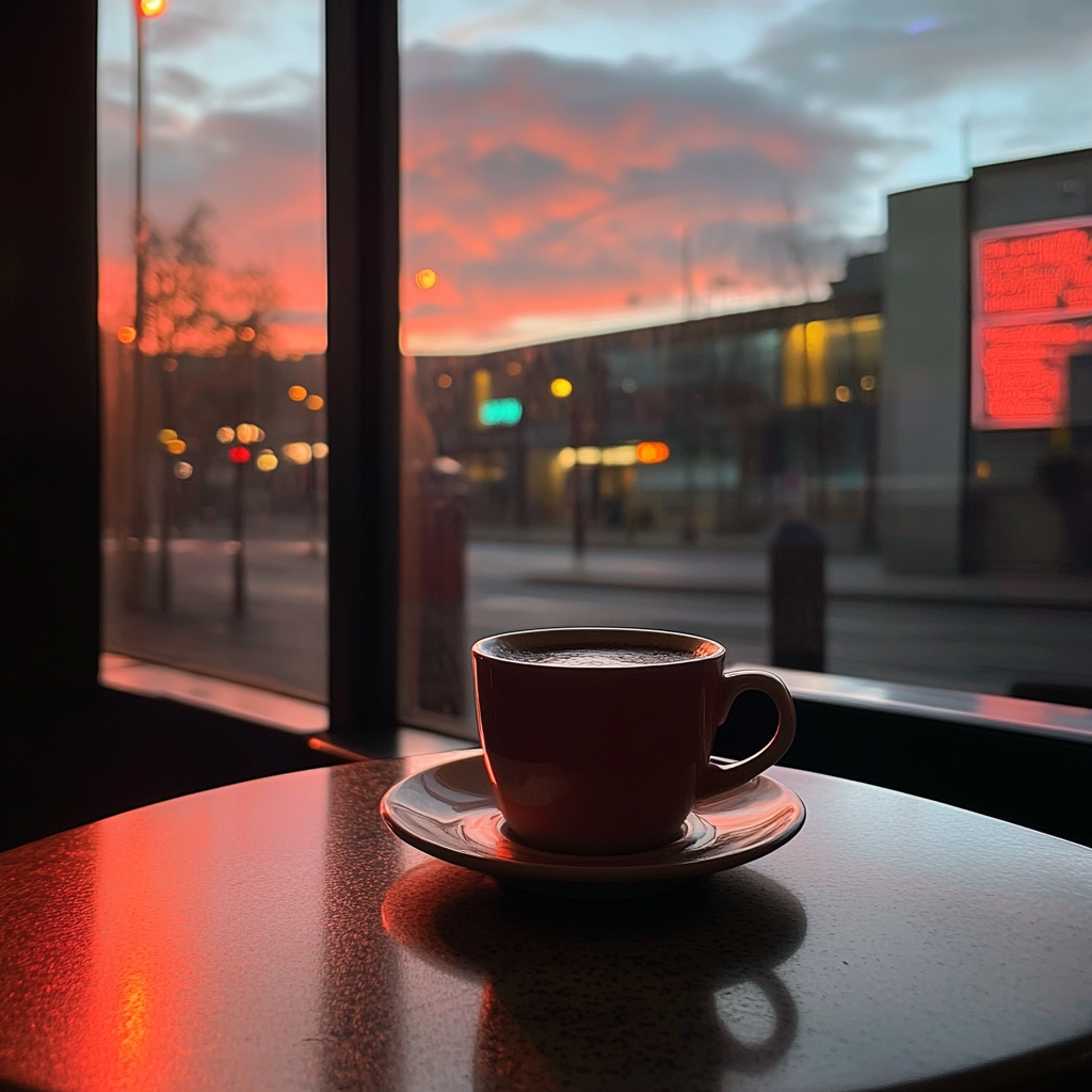 A cup of coffee on a table | Source: Midjourney