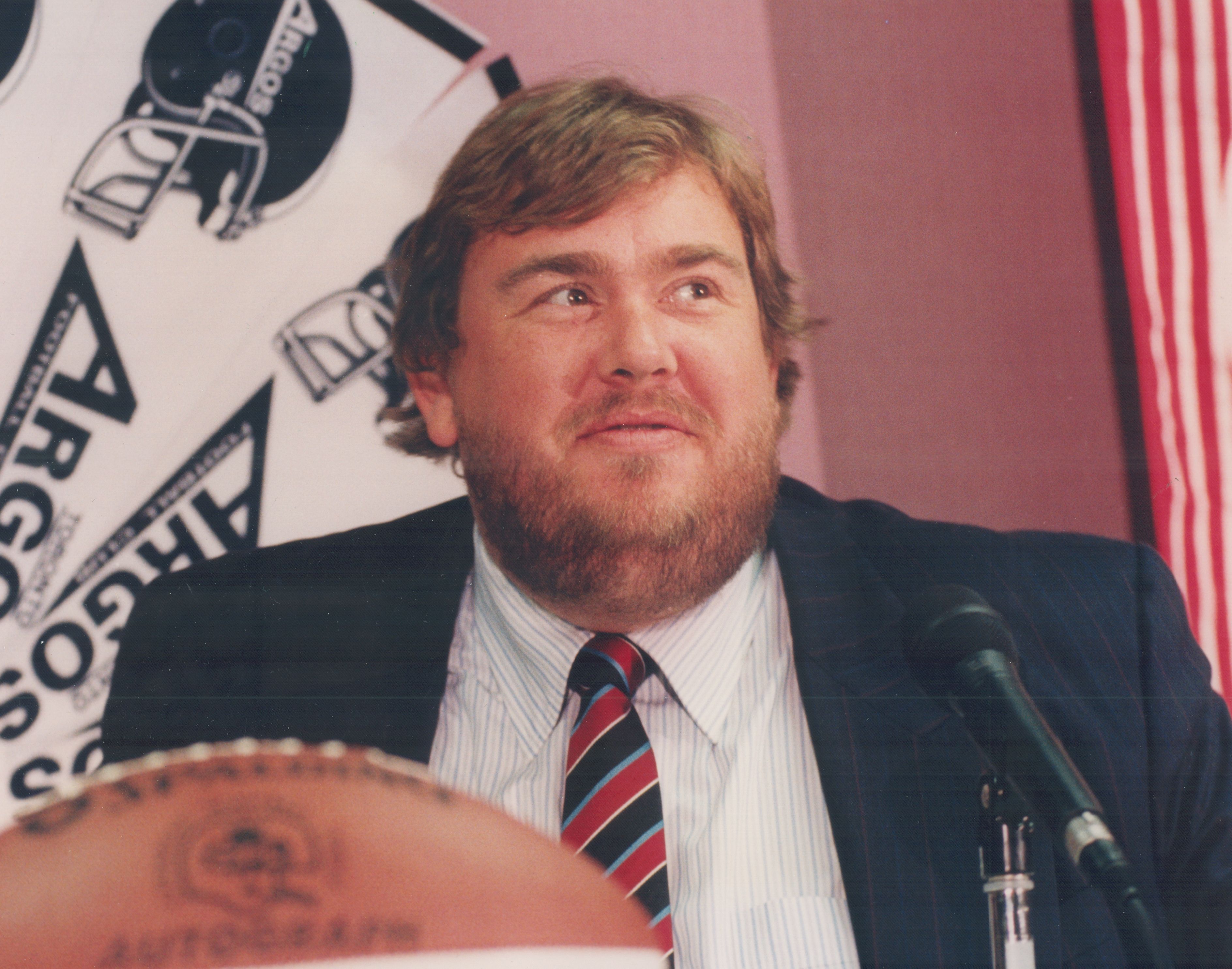 John Candy during a press conference in Canada. | Source: Getty Images