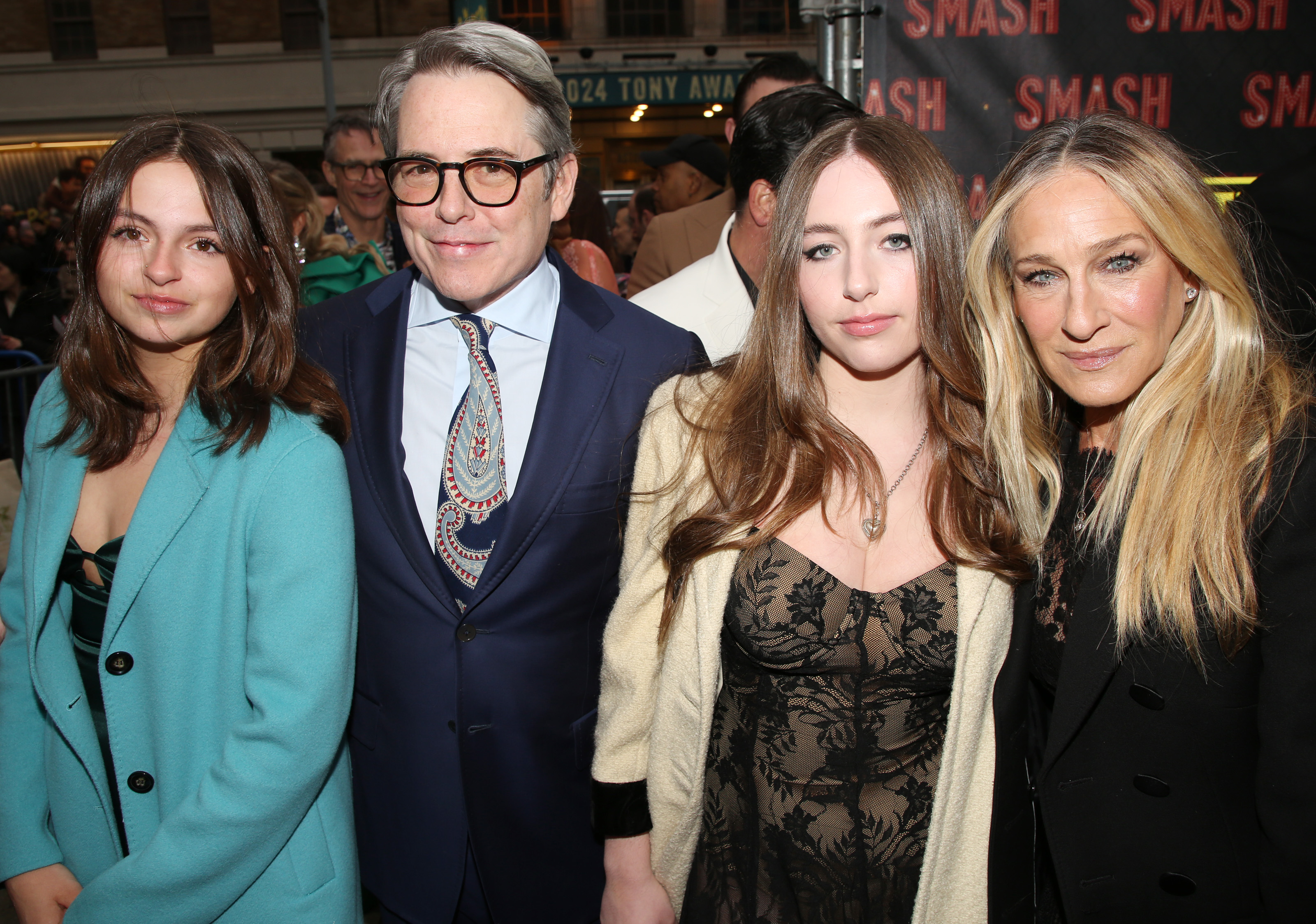 Matthew Broderick and Sarah Jessica Parker with their twins at the opening night of "Smash" on Broadway at The Imperial Theatre on April 10, 2025, in New York. | Source: Getty Images