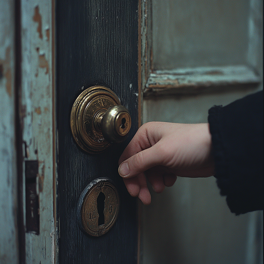 A hand reaching for a doorknob | Source: Midjourney