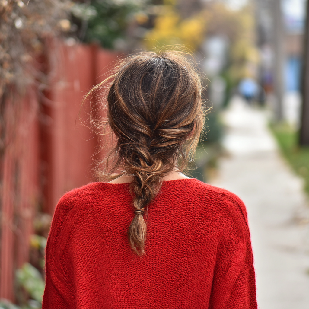A woman walking down a street | Source: Midjourney