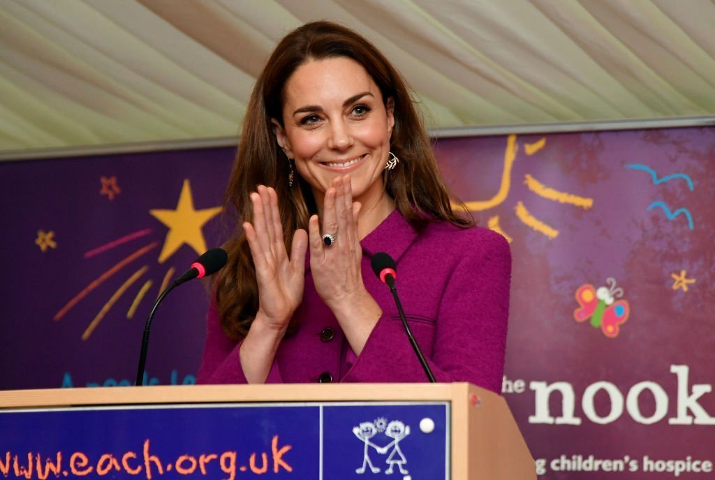 Catherine, Duchess of Cambridge gestures as she delivers a speech, officially opening the Nook Children's Hospice on November 15, 2019 in Framingham Earl, Norfolk. | Photo: Getty Images