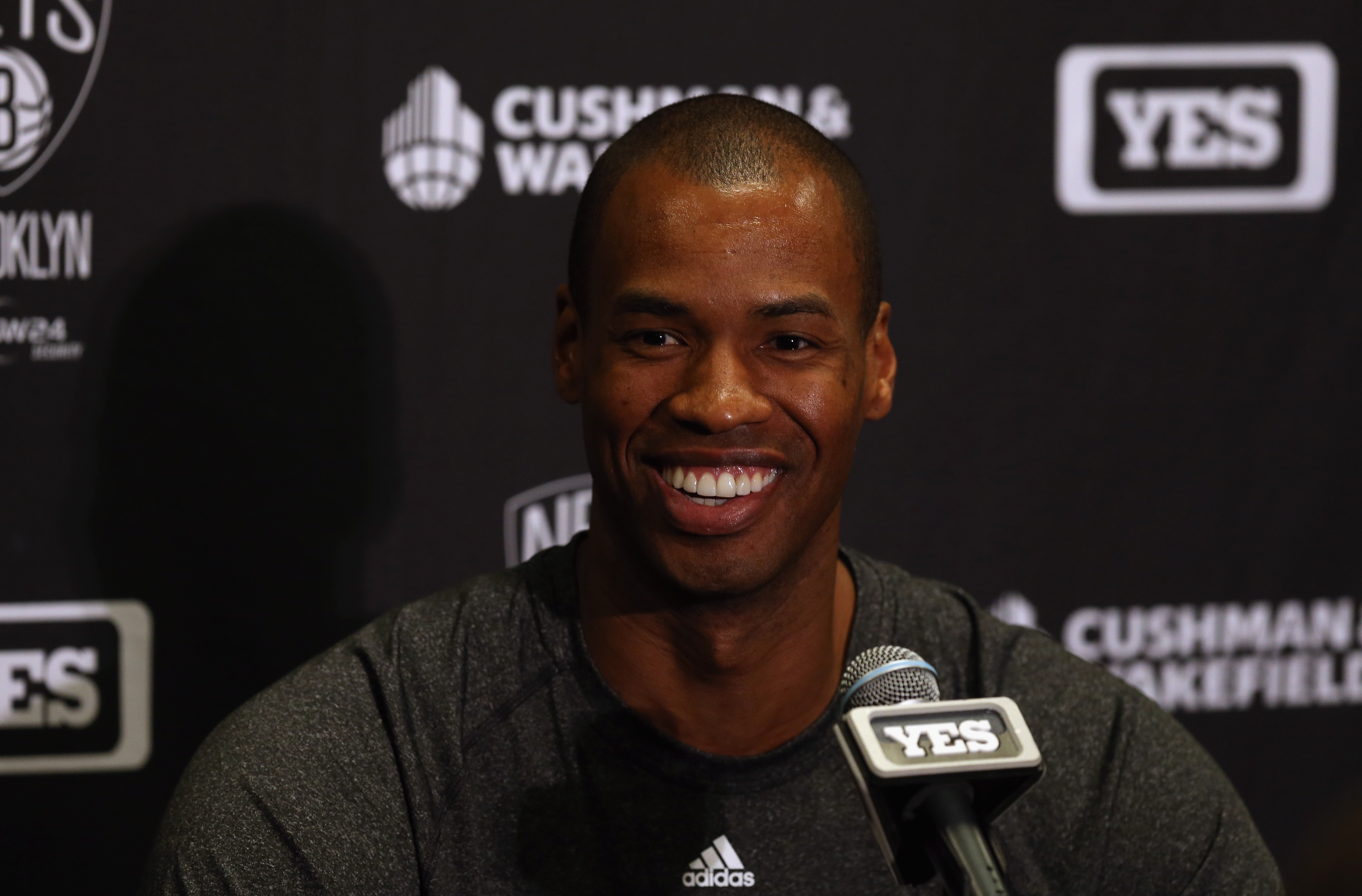 Jason Collins of the Brooklyn Nets addresses the media prior to the start of the game against the Los Angeles Lakers at Staples Center on February 23, 2014, in Los Angeles, California | Source: Getty Images