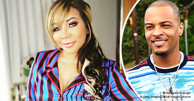 T.I. sends compliments to Tiny in comments section after her recent hot look in striped shirt